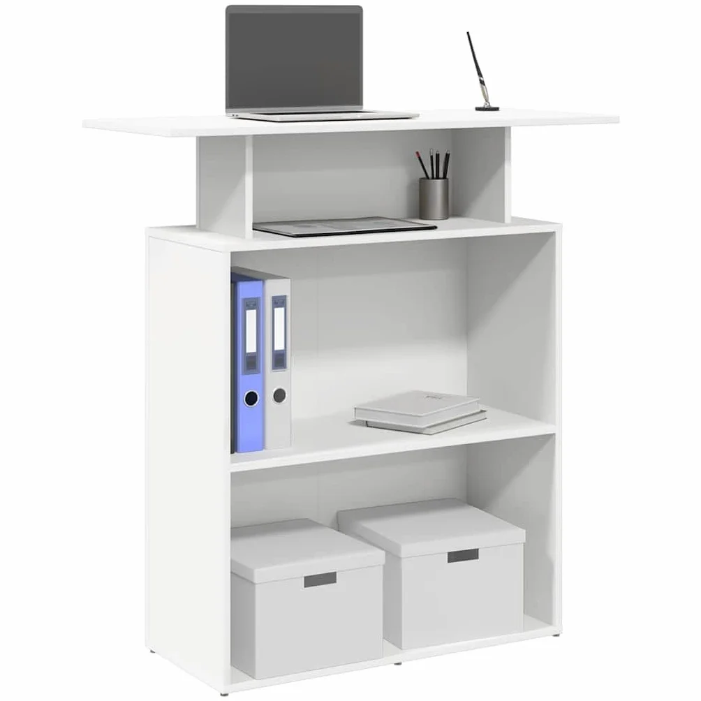 Genérico Mostrador de recepción Blanco 100x40x104 cm Madera de ingeniería,Mobiliario,Mobiliario de Oficina,Escritorios,859051
