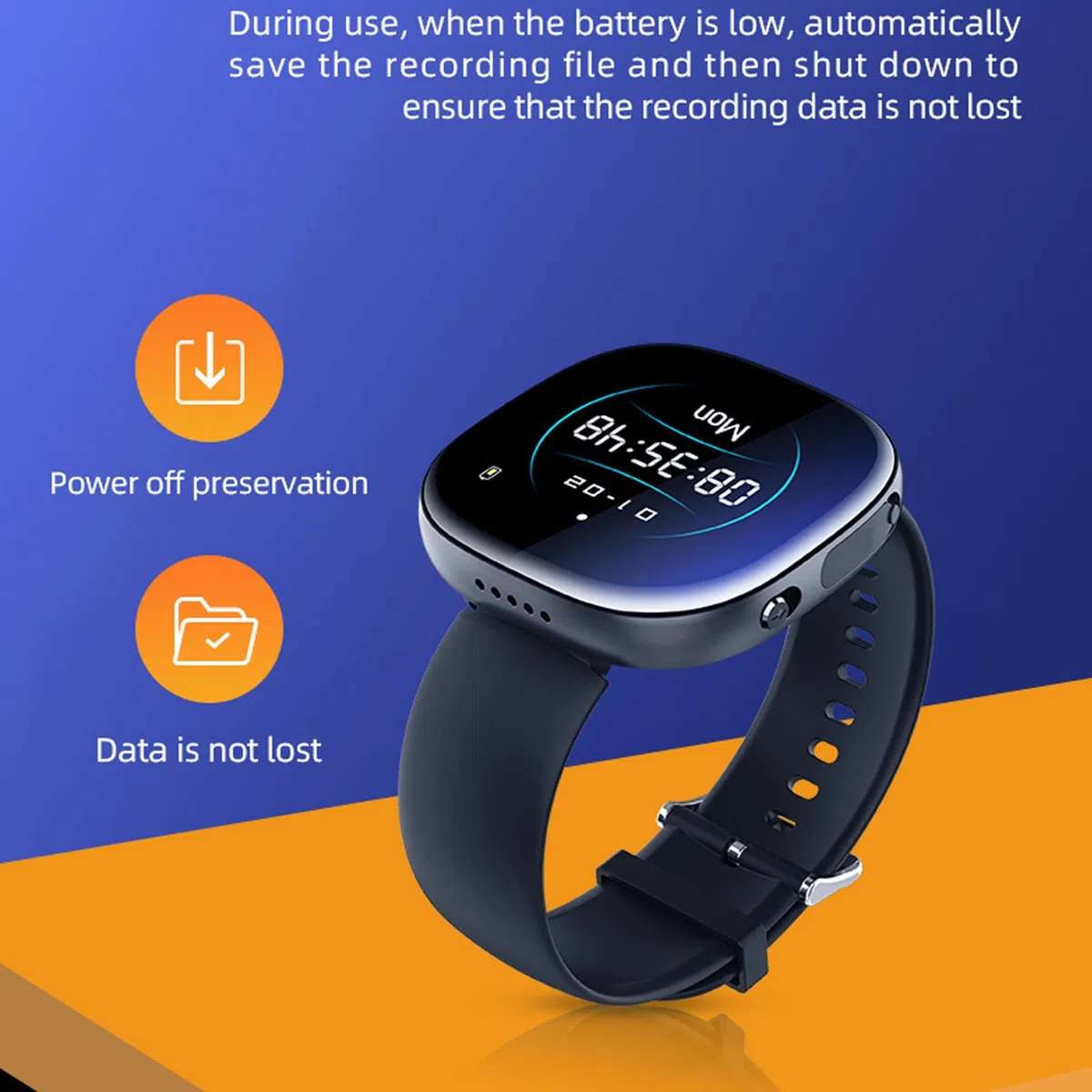 Reloj Grabador, HD 1080P Fácil de Usar AI Botón de Grabación Independiente Activado por Voz Inteligente Grabador de Video Digital para Conferencias (64G)