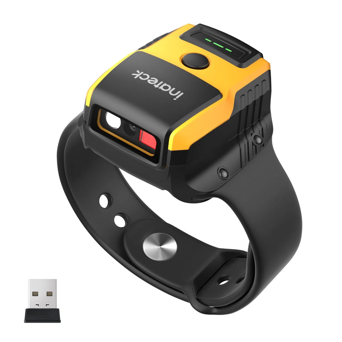 Inateck Lector Código de Barras Inalámbrico 1MP 2D QR, Escáner de Muñeca Manos Libres con Control por Voz, Inclinación Ergonómica 10°, Bluetooth 5.3, Ligero 60g para Clasificación, Nano 370