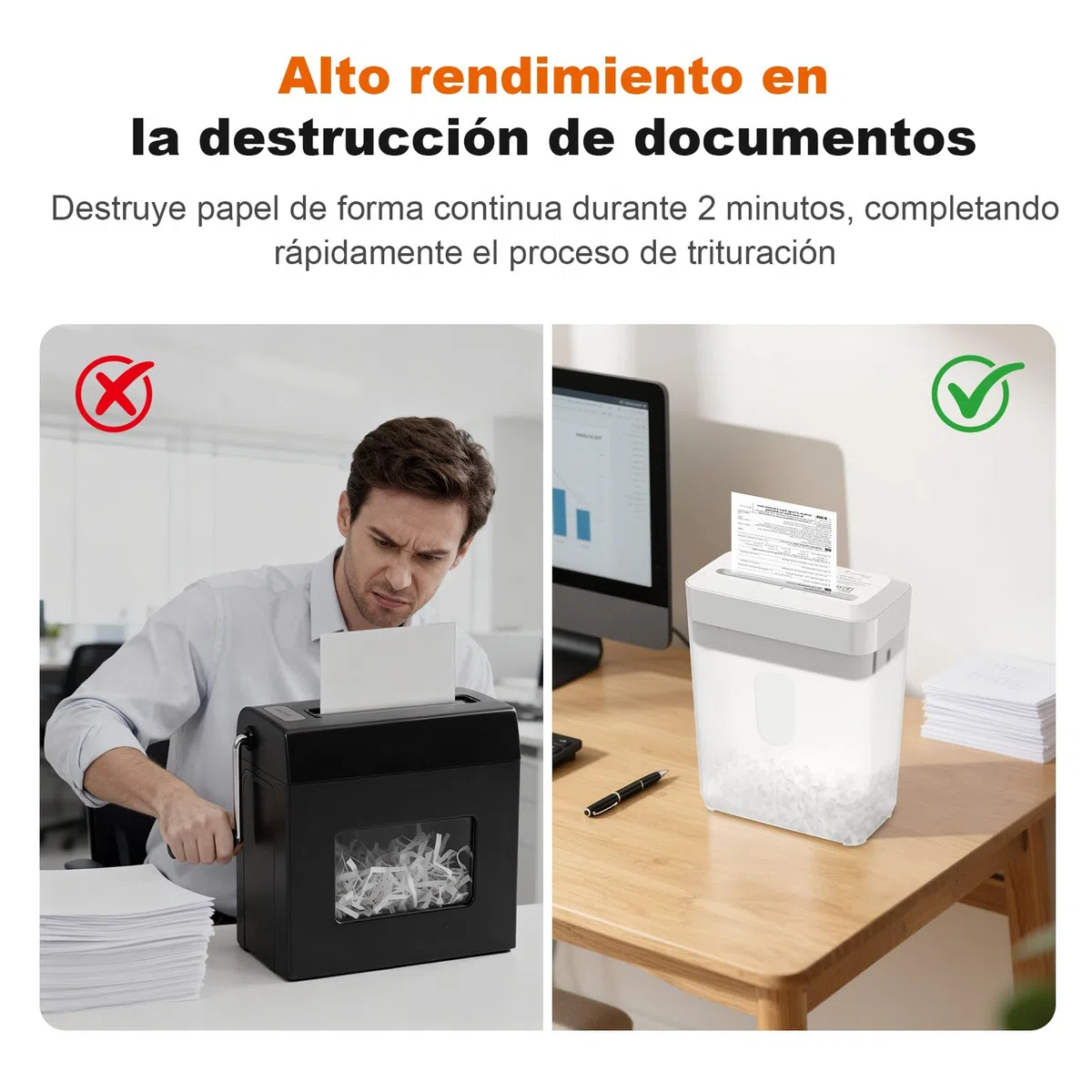 Bonsaii Trituradora de Papel, Corte Cruzado 6 Hojas (A5), Alta Seguridad P-4 con Papelera de 6L, para Papel, Tarjetas de Crédito, Clips & Grapas, C292-A
