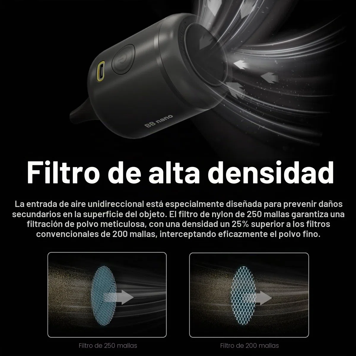 Nitecore BB Nano soplador de fotografía electrónica para la cámara y la Velocidad del Viento de la Lente de 80Km / h, Cepillo magnético de liberación rápida y Filtro de Alta Densidad.