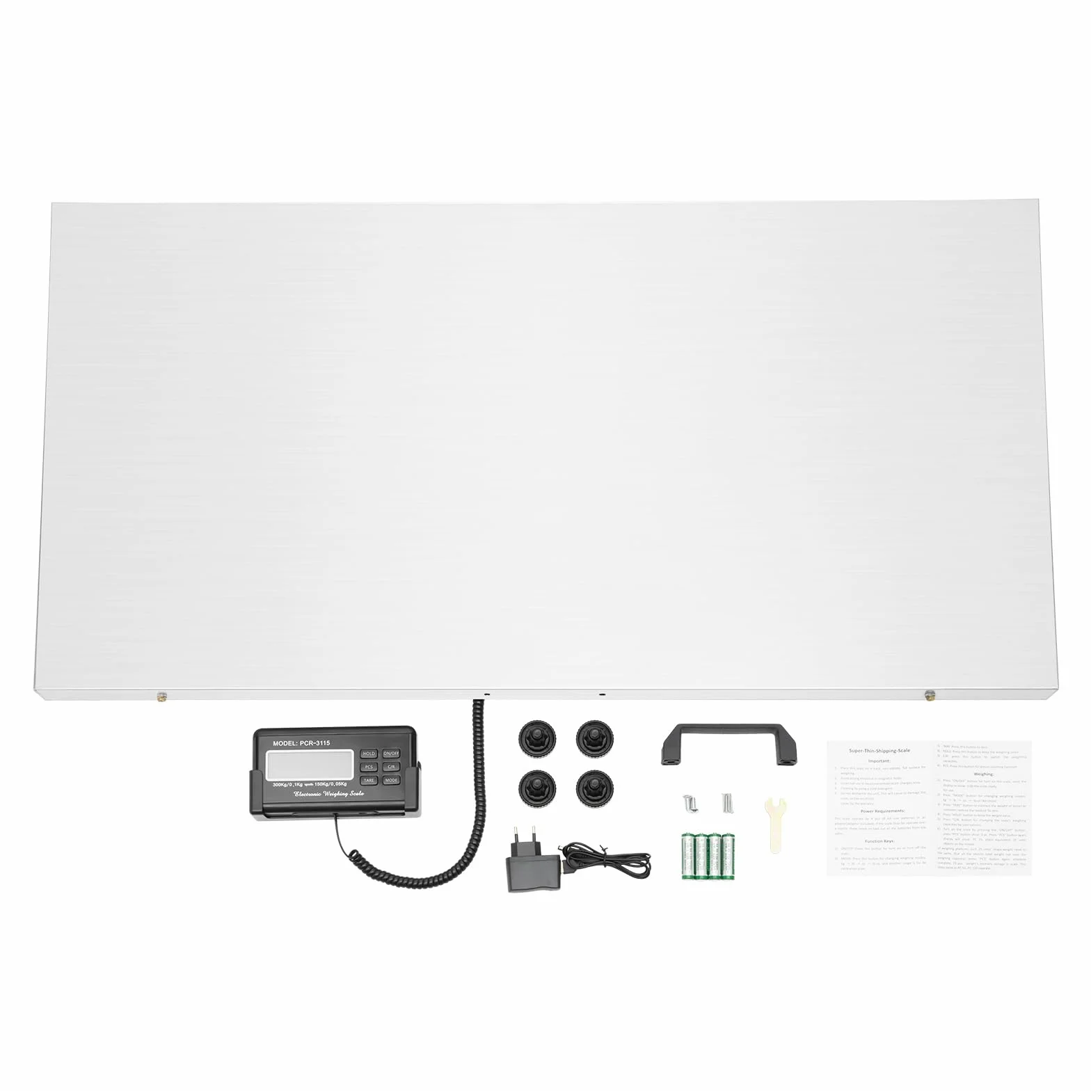 Báscula de suelo para perros, 300 kg, para paquetes, para gatos, veterinaria, LCD, plataforma de acero inoxidable, 103 x 53 cm, unidad de pesaje kg/oz/lb