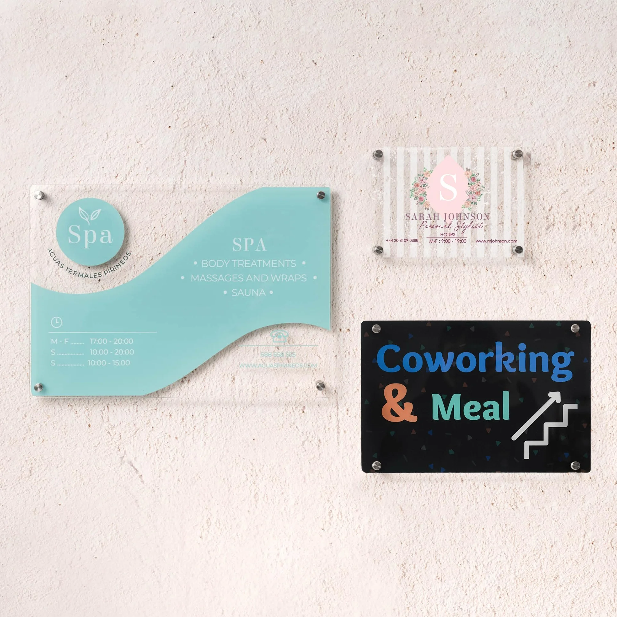 Placa Metacrilato A4 Personalizada Letrero Empresa 30x21 cm Tornillos Incluidos