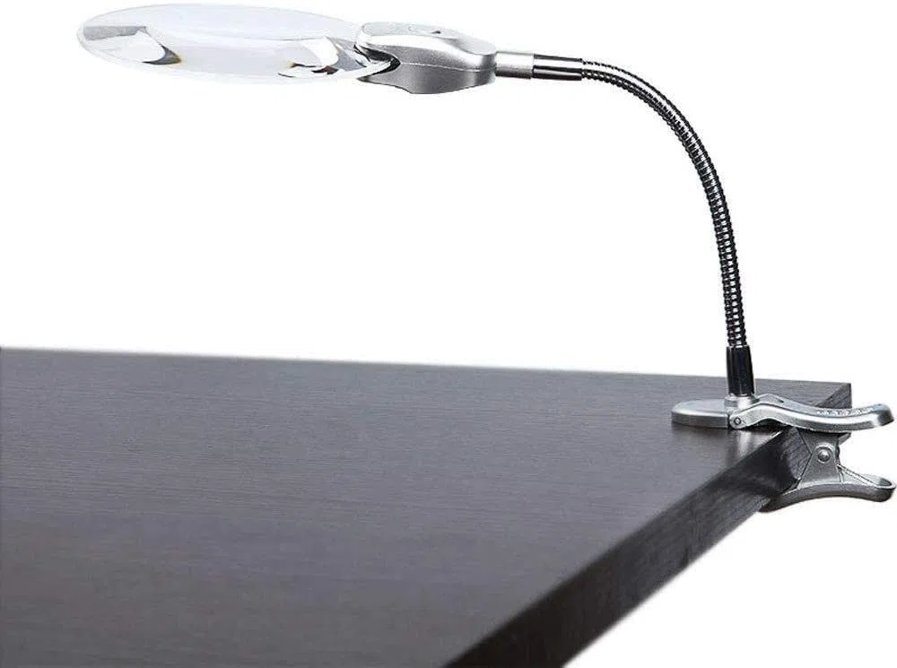 Lupa de Escritorio, Lupa iluminada para Lectura de Ancianos, Reloj HD, reparación de Espejo Grande, Lupa para niños con luz LED