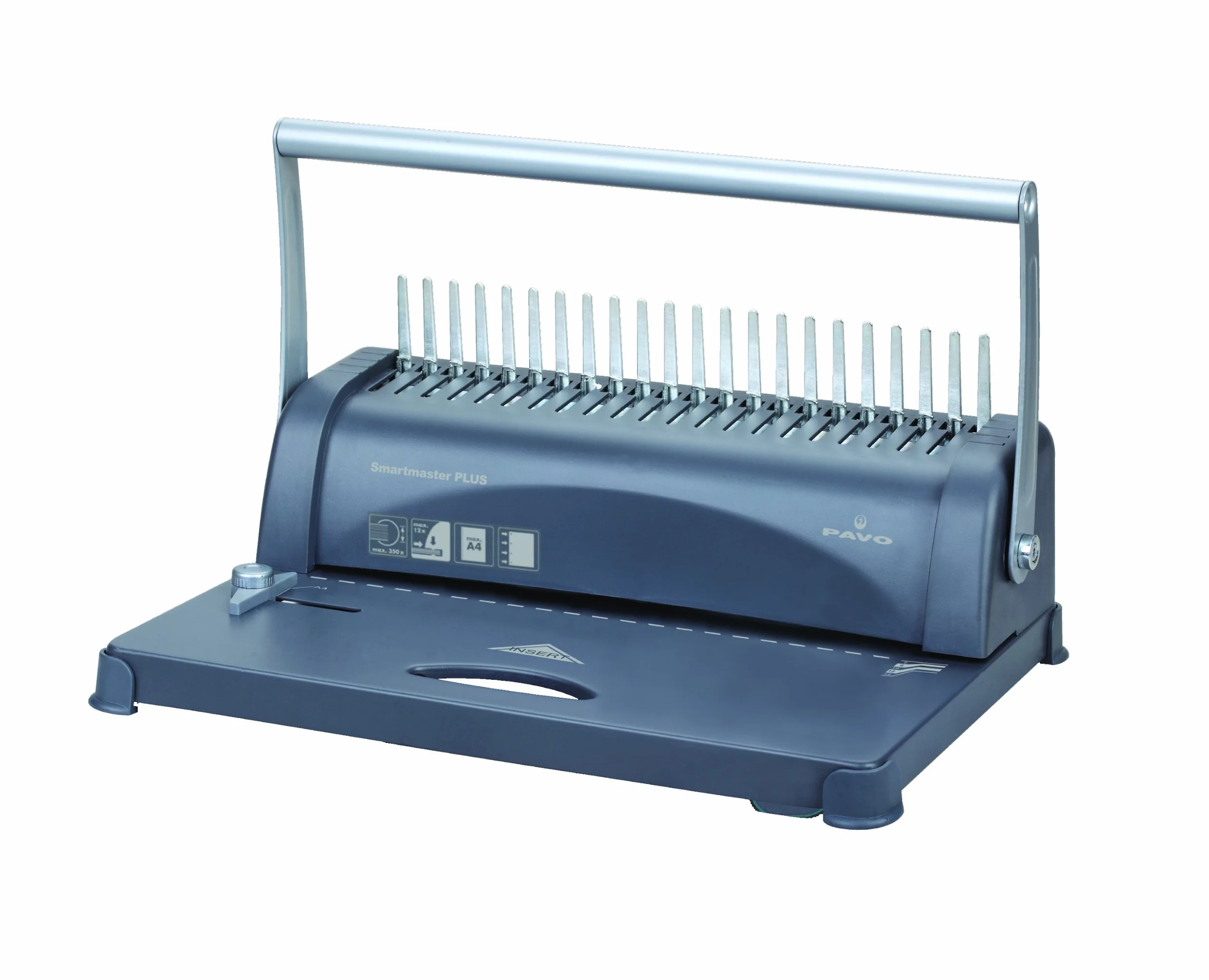 Pavo - Smartmaster Plus Encuadernadora de Peine 2 en 1 con Sistema de Perforación 21/4 Agujeros, Capacidad 350 Hojas, Perfora 12 Hojas, Dorsos hasta 25 mm - 8031917