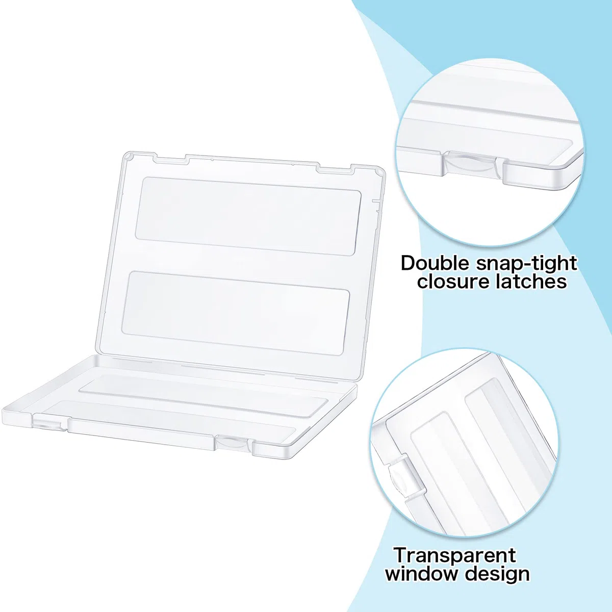 Caja de archivo A4 Caja de almacenamiento de fotos de papel A4 Caja portátil de proyecto de plástico transparente Caja organizadora de revistas para oficina suministros escolares Accesorios (10)