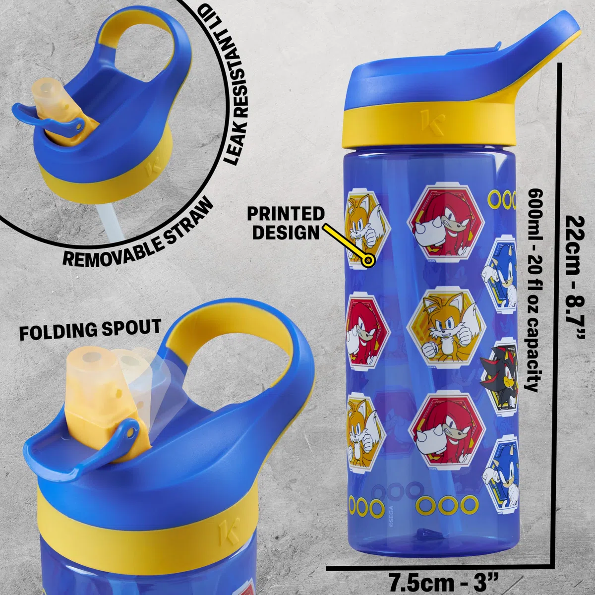 Get Trend SONIC THE HEDGEHOG Bolsa Térmica, Set Niños, 3 Piezas, Botella Agua 600 ml y Caja Bento Fiambrera con 2 Compartimentos, Sin BPA, Colegio y Guardería (Azul/Multi Sonic)