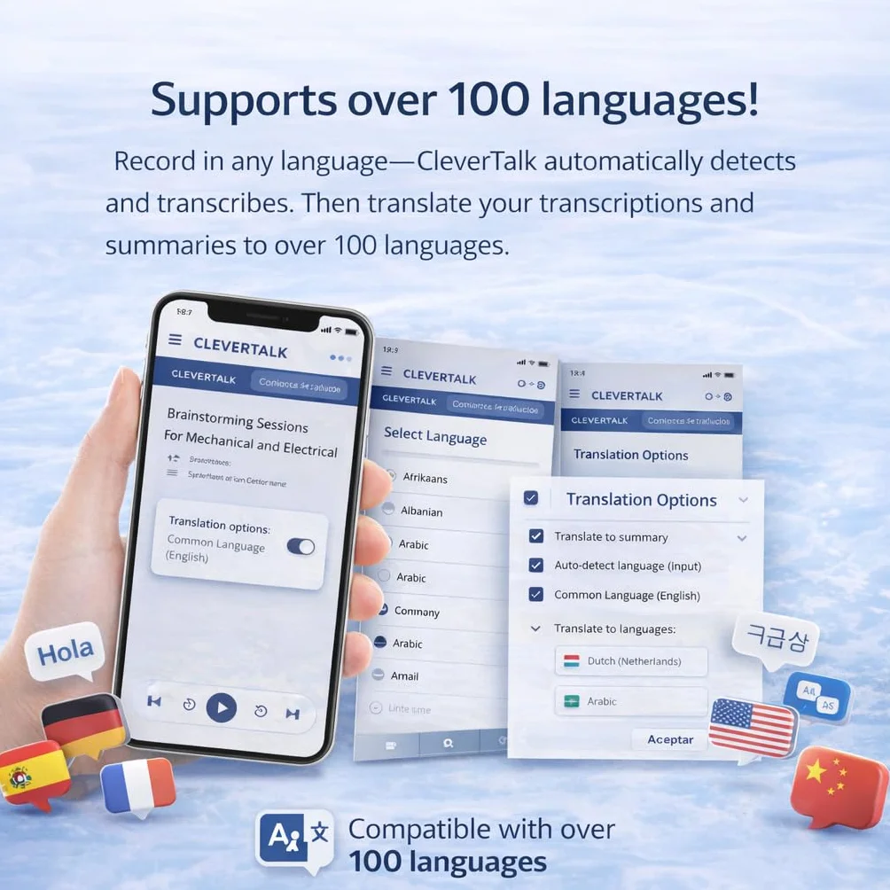 CleverTalk Q1 Grabadora de Voz con IA 64GB Audio HD USB-C