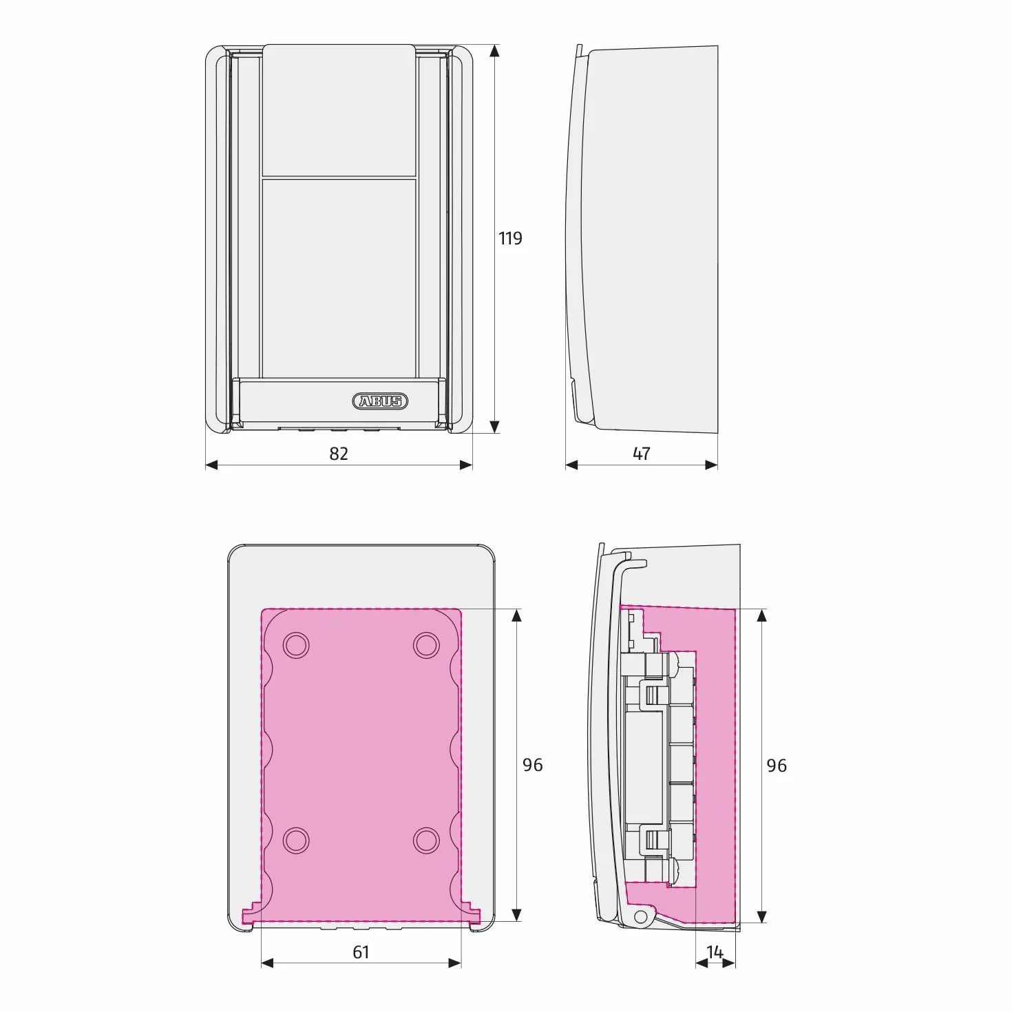 ABUS KeyGarage™ 767 caja portallaves con código numérico para montaje en pared negro plateado