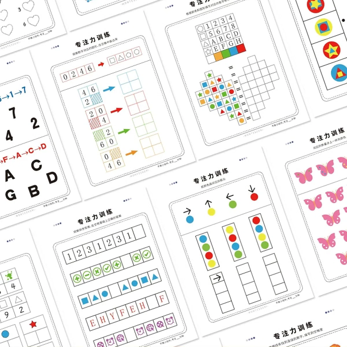 Libro Actividades Entrenamiento Enfoque Diario Montessori 60 Días | Cuaderno trabajo pensamiento lógico matemáticas pequeños, libro dibujo seguimiento, kit reutilizable aprendizaje