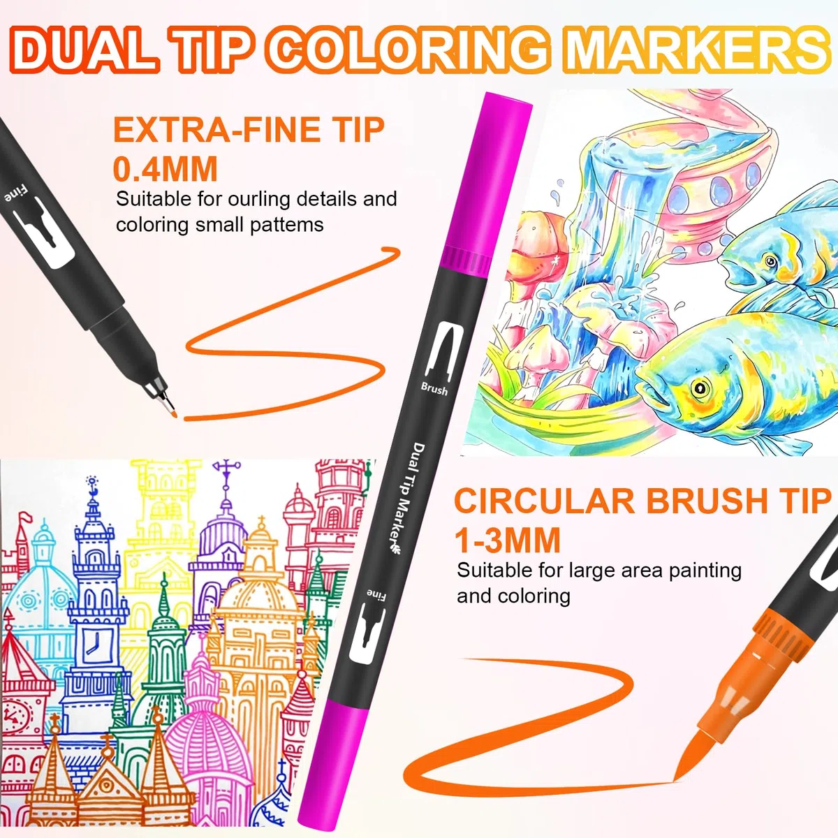 Lyuvie 158 Rotuladores Lettering Kit-Acuarelables Rotuladores Doble Punta Fina & Pincel con Estuche Negro,Lettering Kit para Mandalas Adultos Dibujar Letras Pascua Navidad