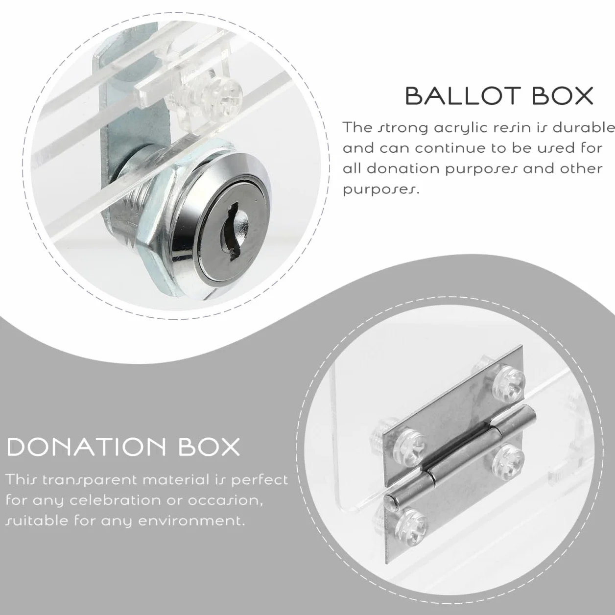 Caja De Donación Acrílica Transparente Con Cerradura Y Ranura 7.87x7.87x7.87 Pulgadas Para Eventos Recaudación De Fondos