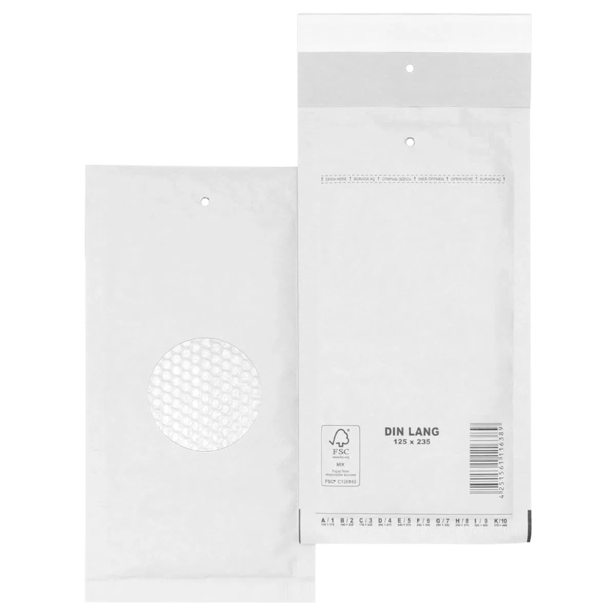 verpacking sobres burbuja 125x235 mm DIN largo sobres blancos - sobre burbuja sobres acolchados autoadhesivos 50 unidades