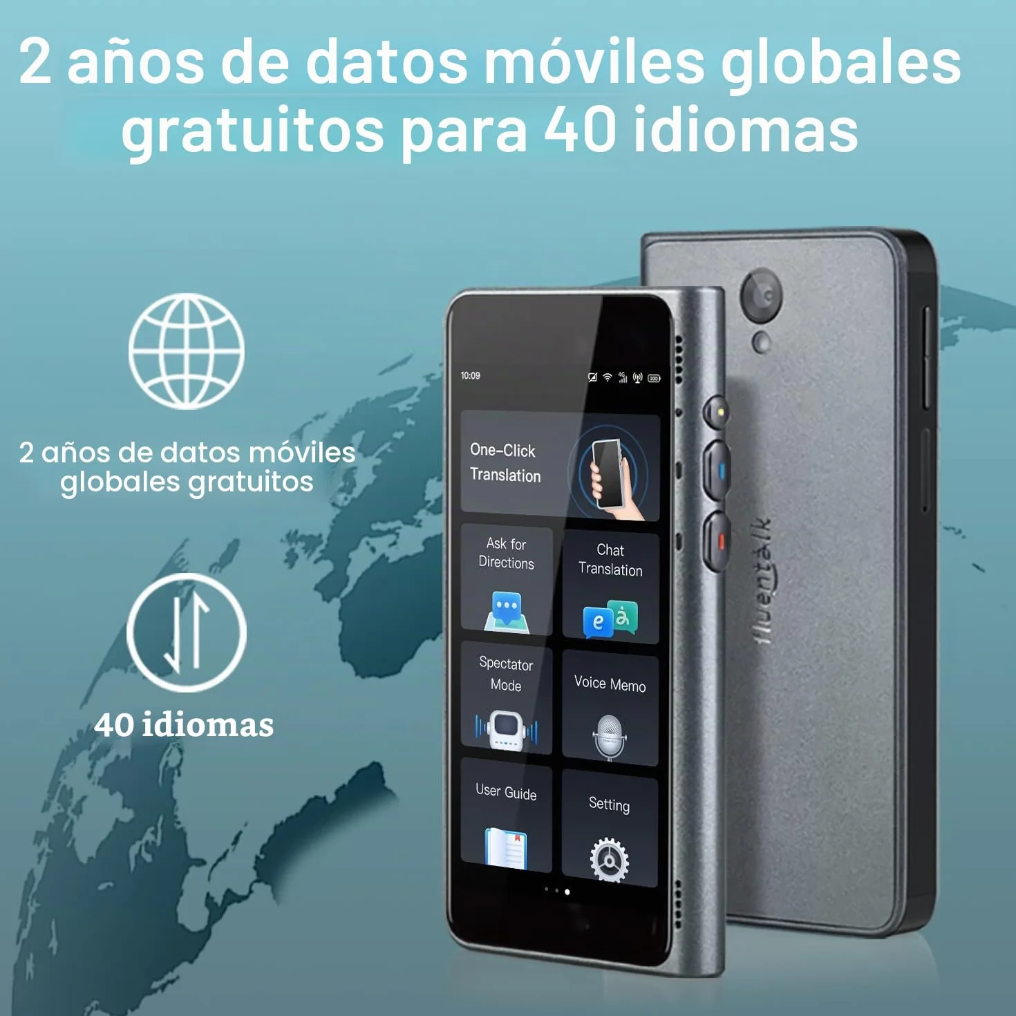 de Timekettle, Traductor de Idiomas T1 con Pantalla HD de 4 Pulgadas, Soporta 40 Idiomas y Traducción de Fotos, Dispositivo Traductor Instantáneo Sin Necesidad de WiFi, Datos Móviles