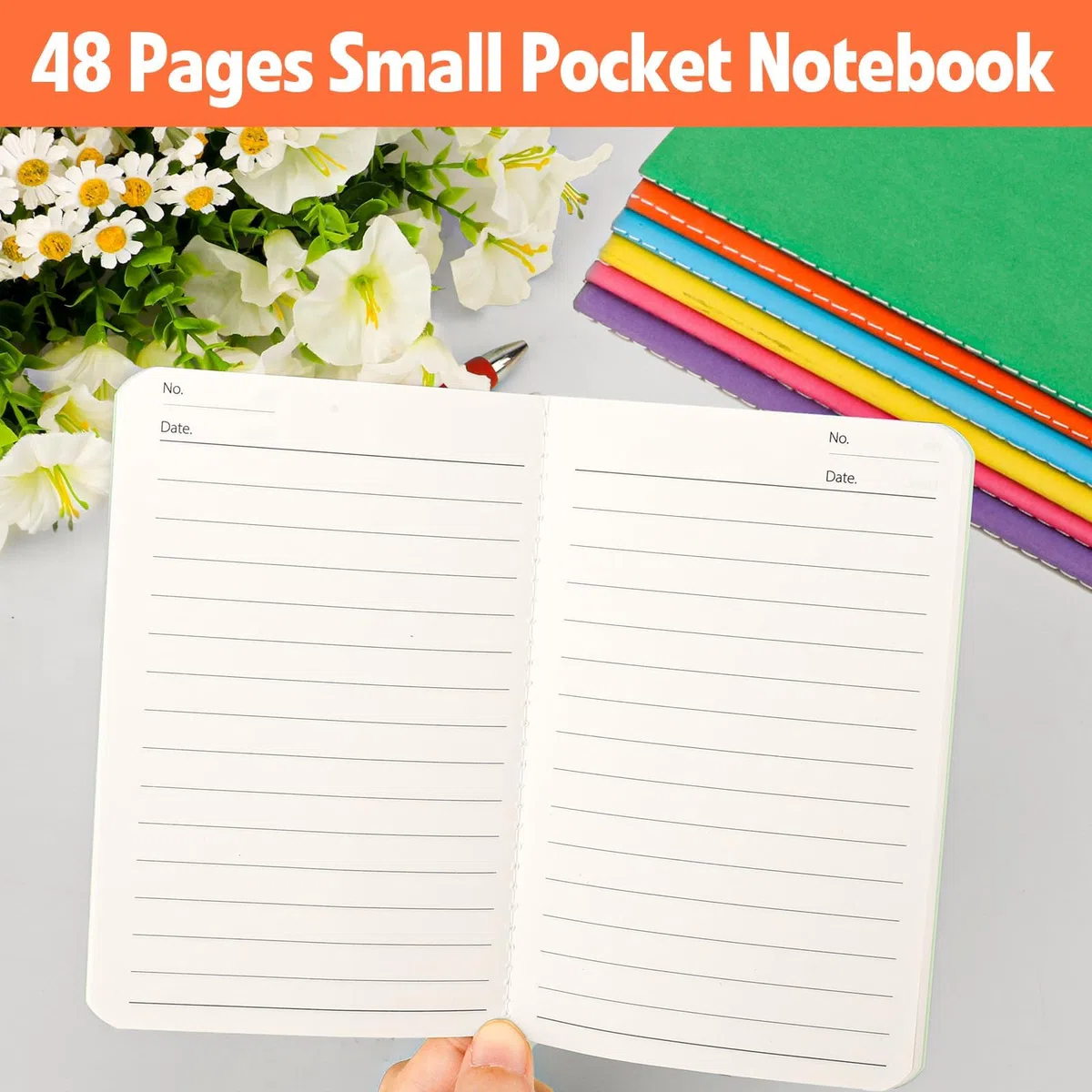 YesBes Paquete de 100 mini cuadernos de composición a granel, cuaderno de bolsillo pequeño de 3.5 x 5.5 pulgadas, cuaderno de colores de rayas anchas, 10 colores, 24 hojas (48 páginas) para viajeros