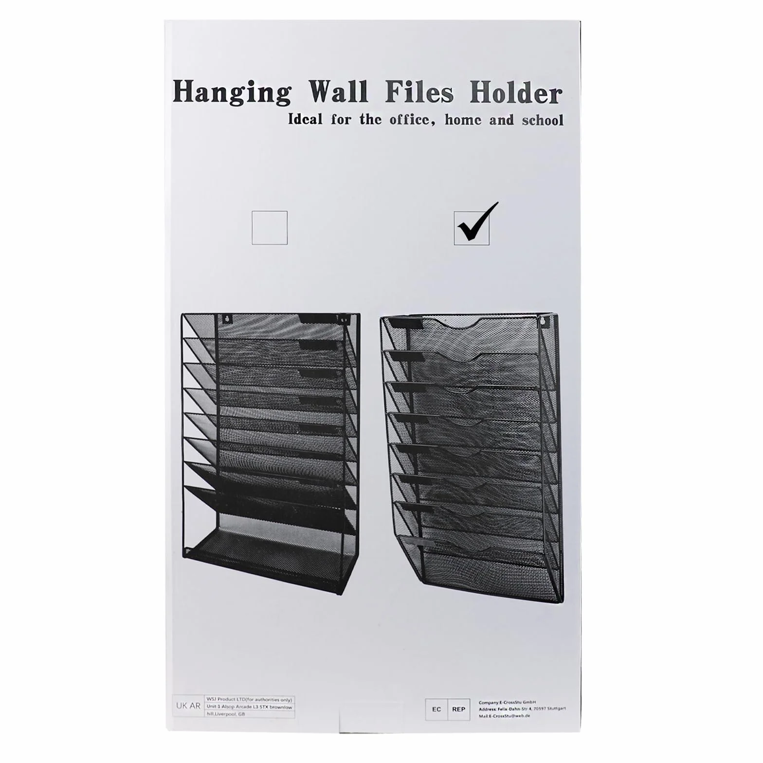 Soporte para archivos de pared colgante de 8 niveles, revistero de malla metálica, soporte de archivos de bolsillo de pared A4, organizador de correo, estante de almacenamiento de revistas