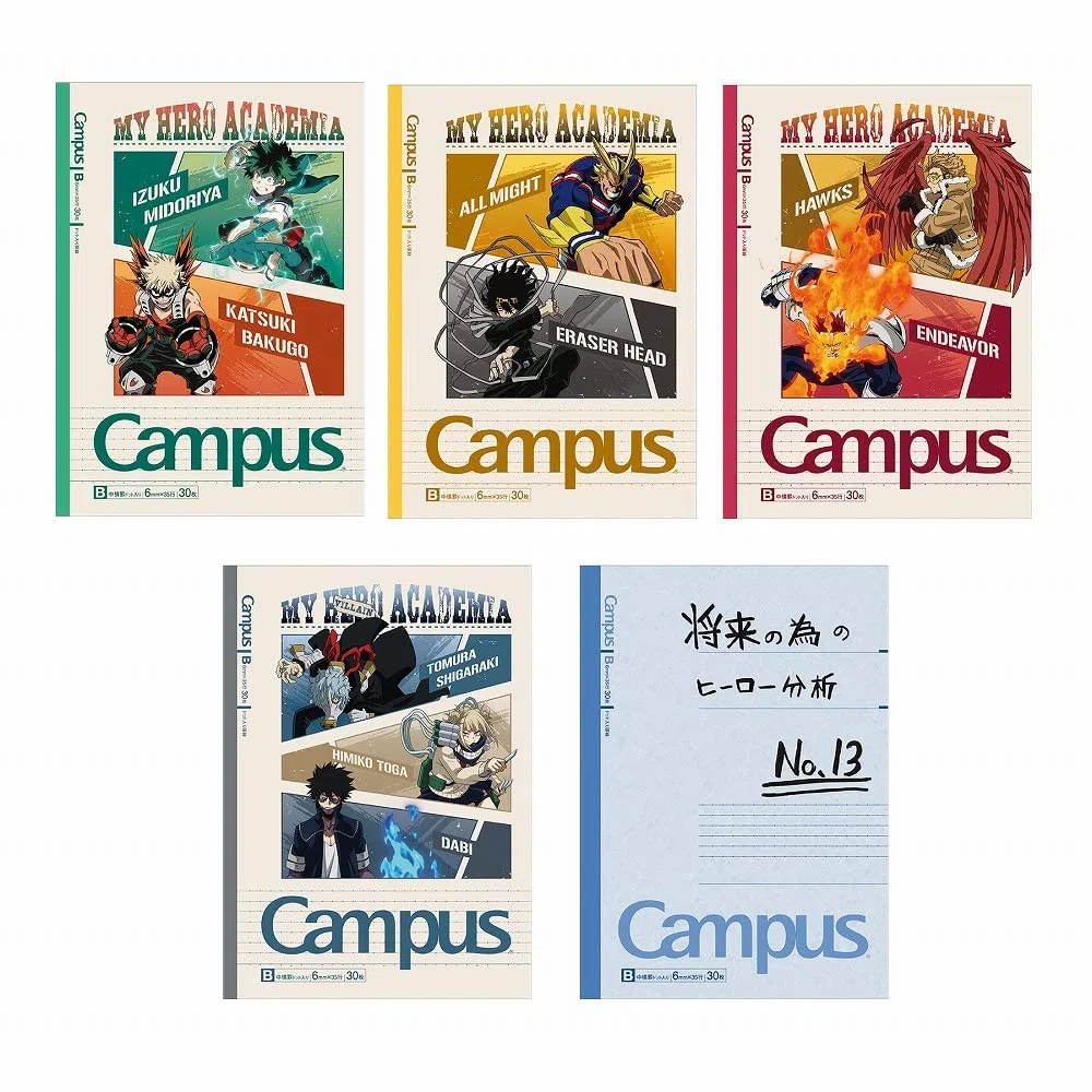 Juego de 5 cuadernos Showa My Hero Academia, cuaderno de campus, rayado B, 119590002