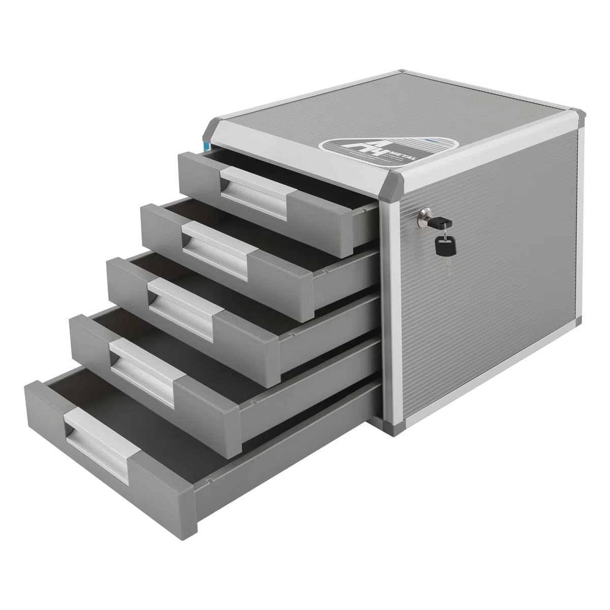 Organizador de cajones con cerradura, caja de cajones con cerradura A4, aspecto de madera de aluminio, caja fuerte para documentos con 2 llaves, organización de escritorio, se adapta a la oficina en