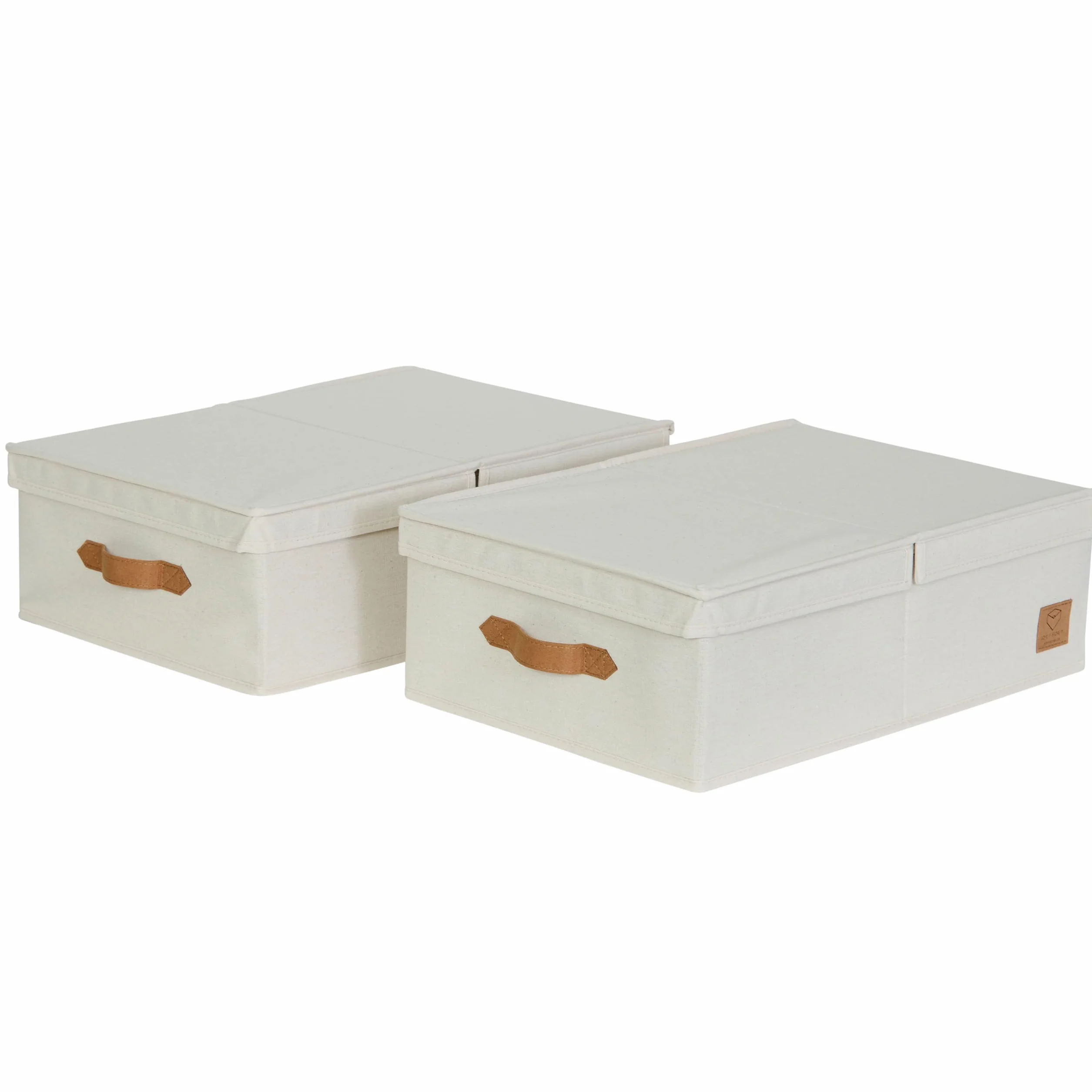 LOVE IT STORE IT Premium - Caja de almacenaje con tapa (2 unidades, de tela de lino, juego de 2 unidades, tamaño mediano, estable, beis, 50 x 33 x 16 cm)