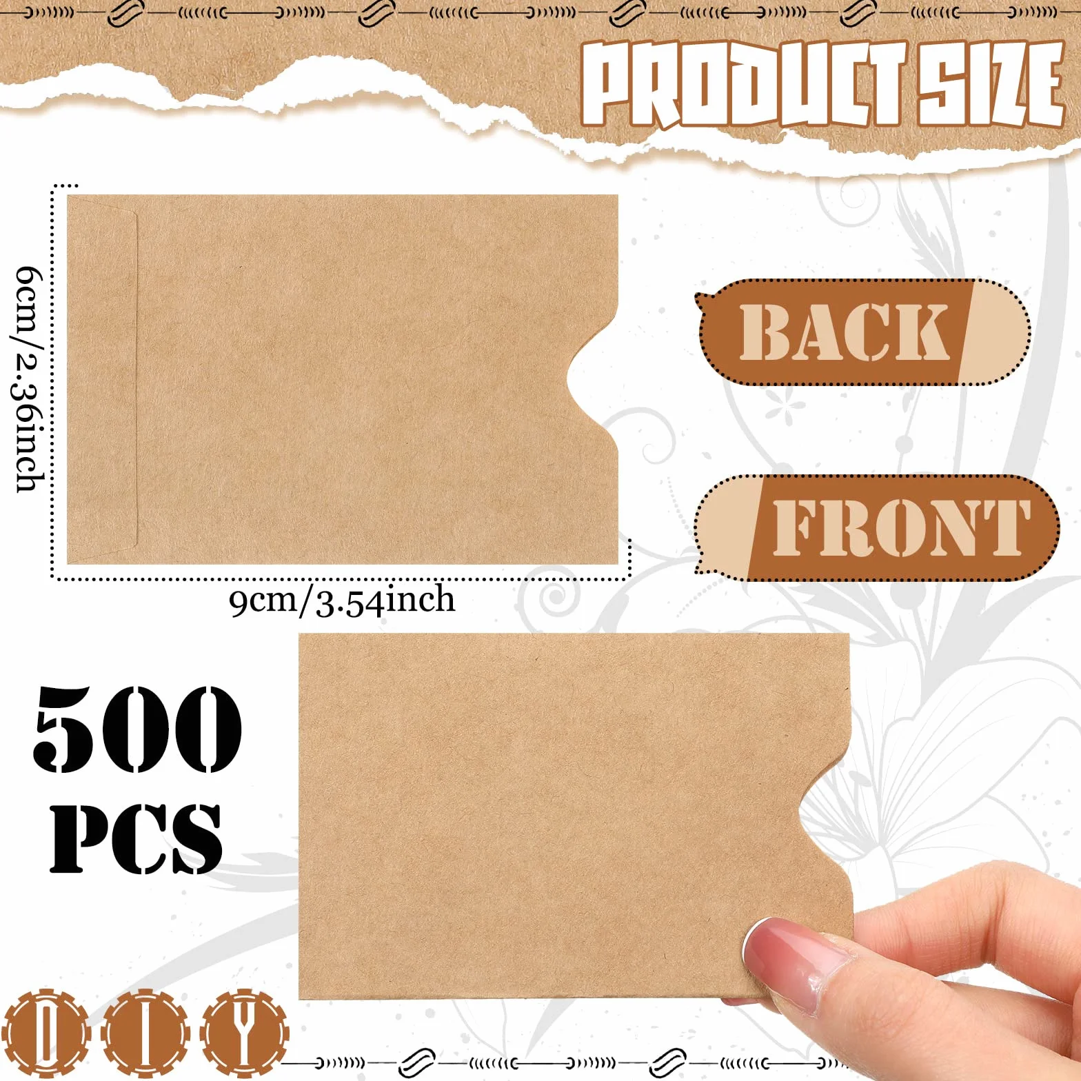 Paquete de 500 fundas para tarjetas de crédito de 2.4 x 3.5 pulgadas, funda para tarjetas de regalo, sobres en blanco para tarjetas de regalo, protector de tarjetas de débito para oficina, tarjetas de