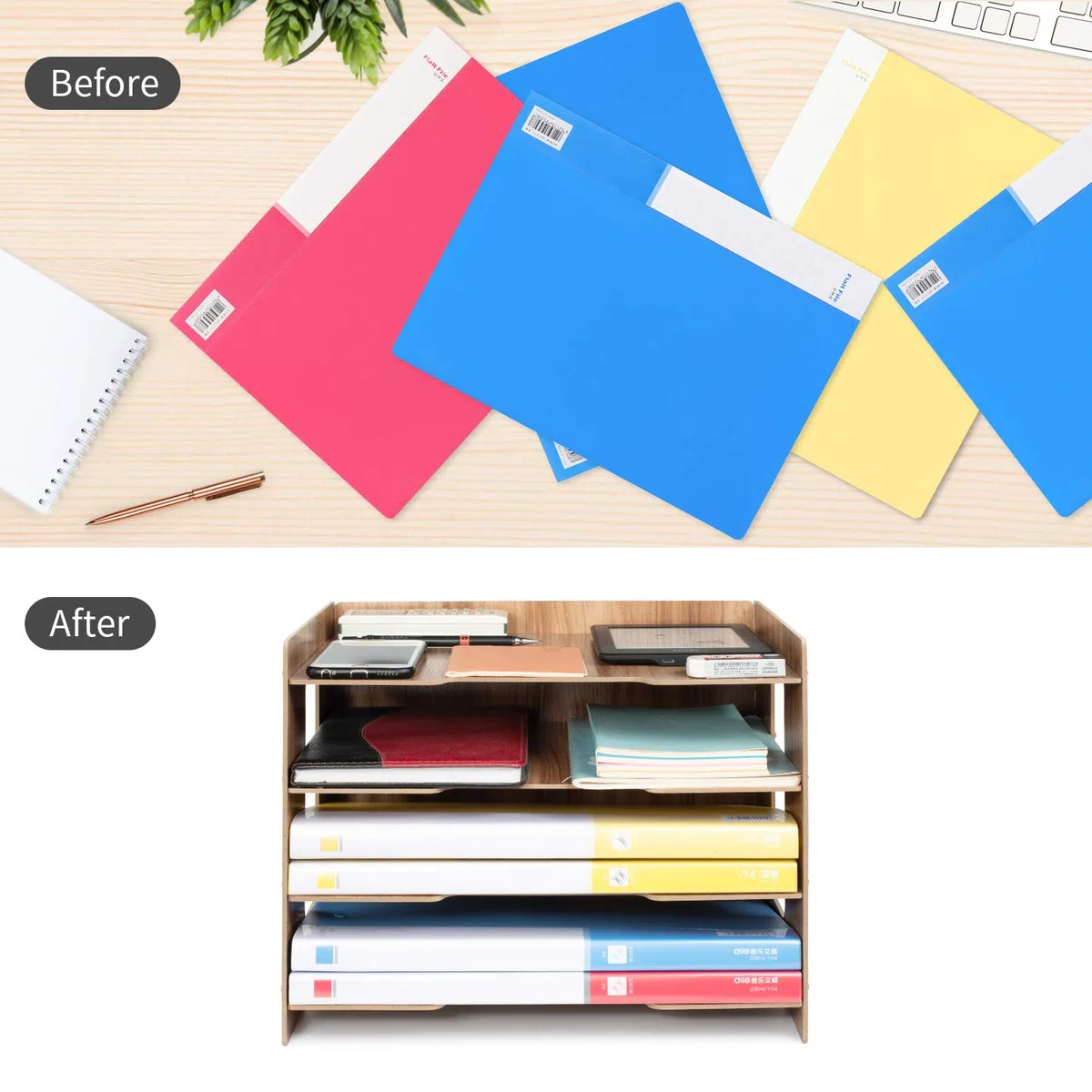Archivo Organizador para Papelería de Escritorio, Bandeja de Relleno, Organizador para Papel A4, Letras, Archivos y Documentos