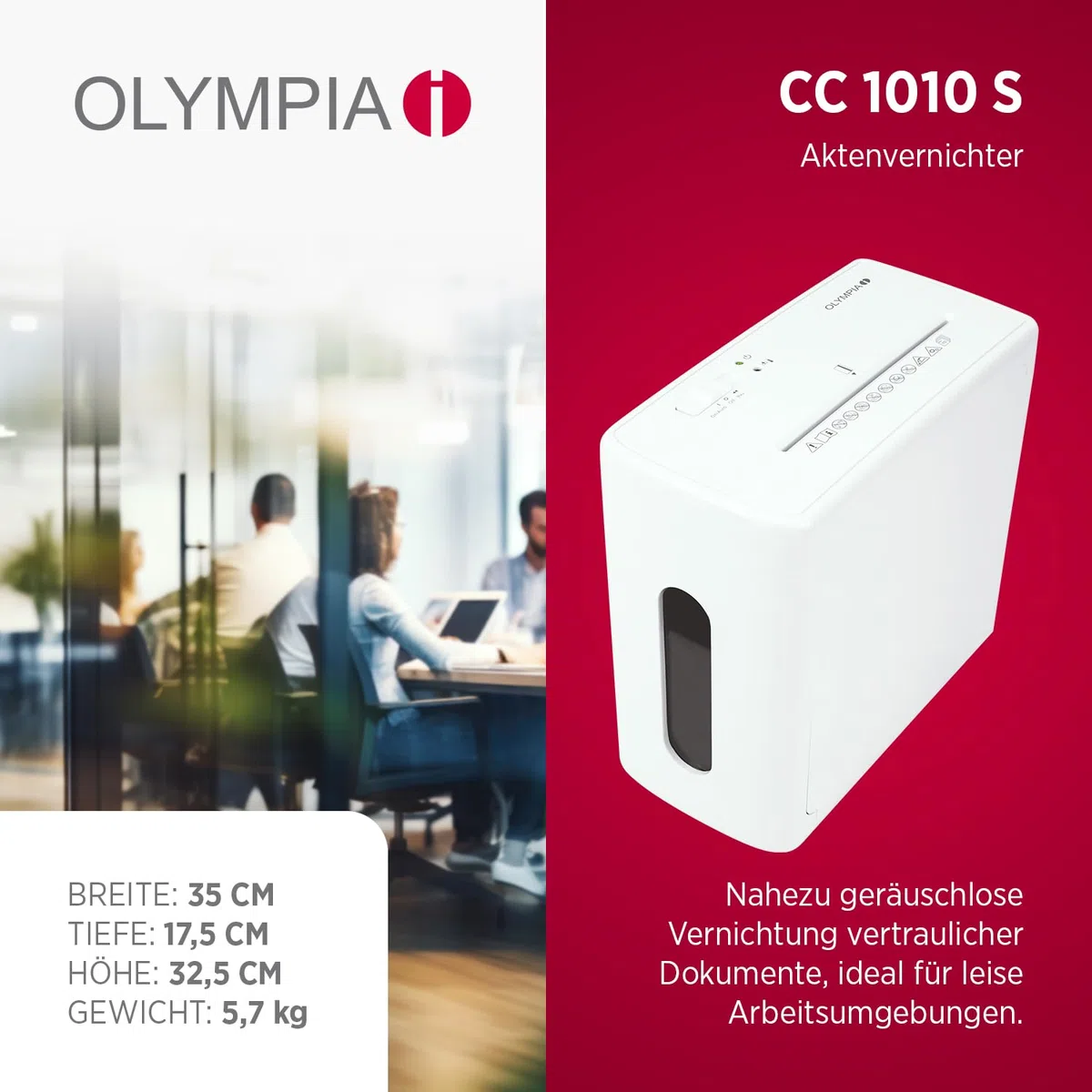 Olympia Trituradora de papel CC 1010 S, trituradora de papel para documentos y tarjetas de crédito, trituradora de documentos, 10 hojas y 10 litros de capacidad de recogida, trituradora de papel P4