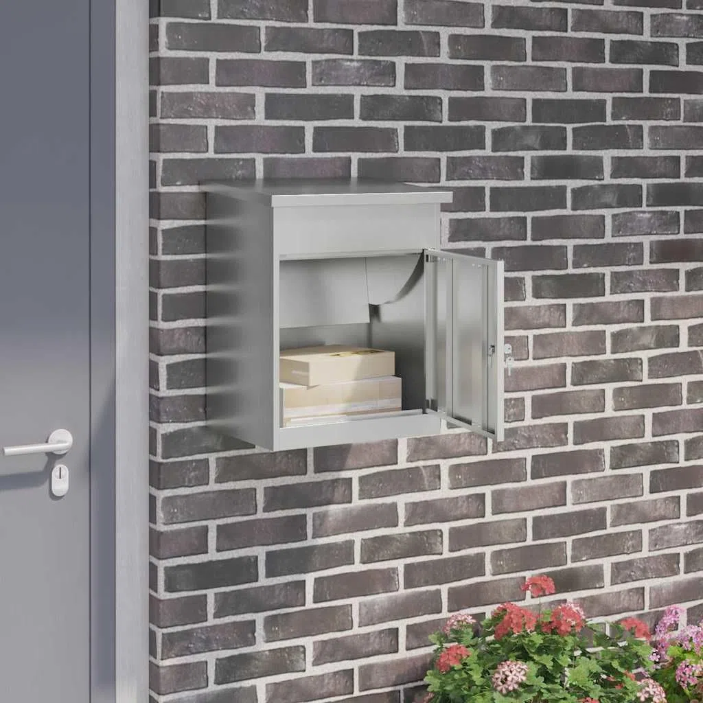 vidaXL Caja de Entrega de Paquetes Negro 44 x 35 x 59 cm, Buzón de Jardín y Terraza, Diseño Moderno, Materiales Resistente, Solución para Paquetes Seguros
