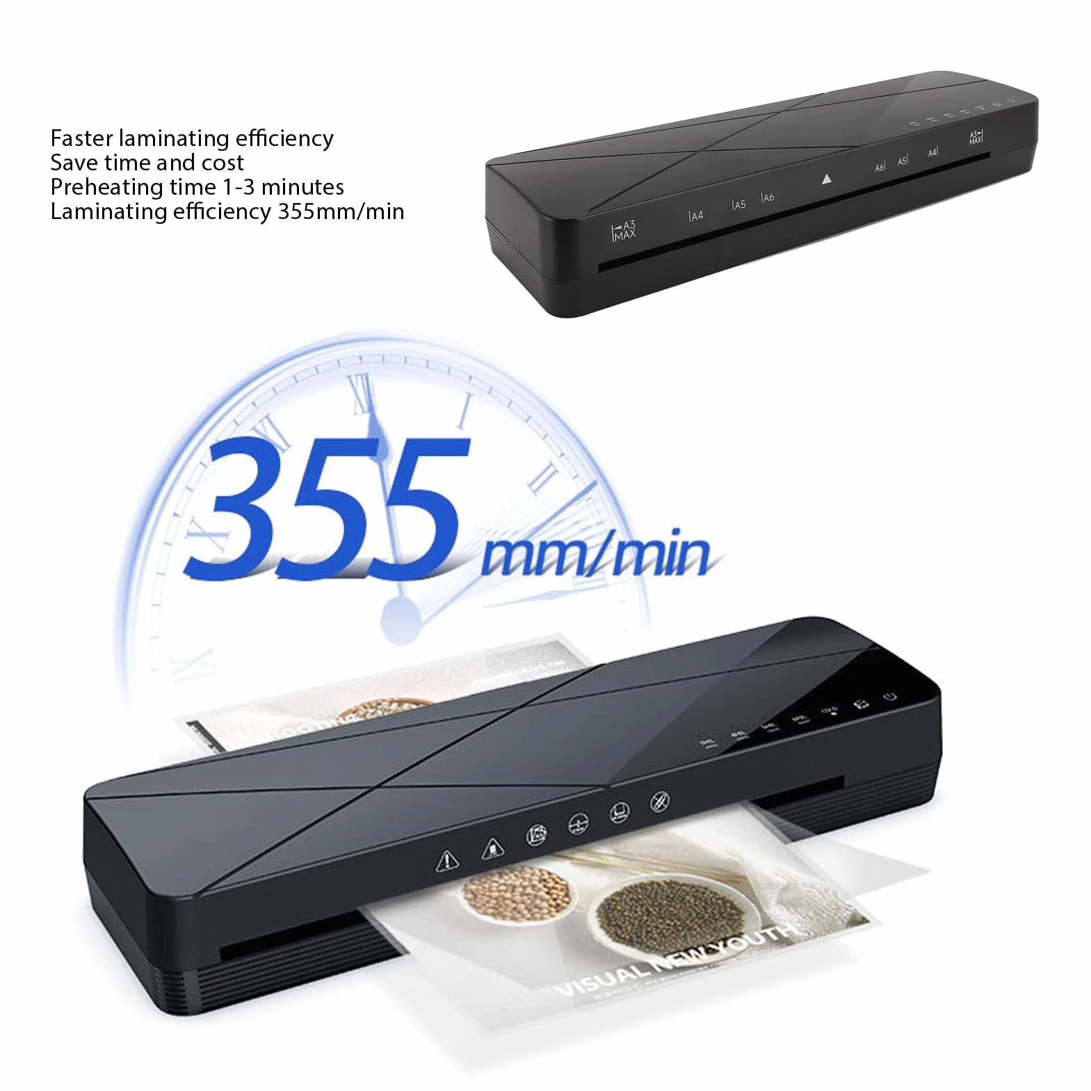 Plastificadora A3, Laminadora Térmica Y En Frío De 13 Pulgadas De Rápido Calentamiento Con 4 Opciones De Grosor 355mm Por Min. Máquina Plastificadora De Sobremesa De Alta