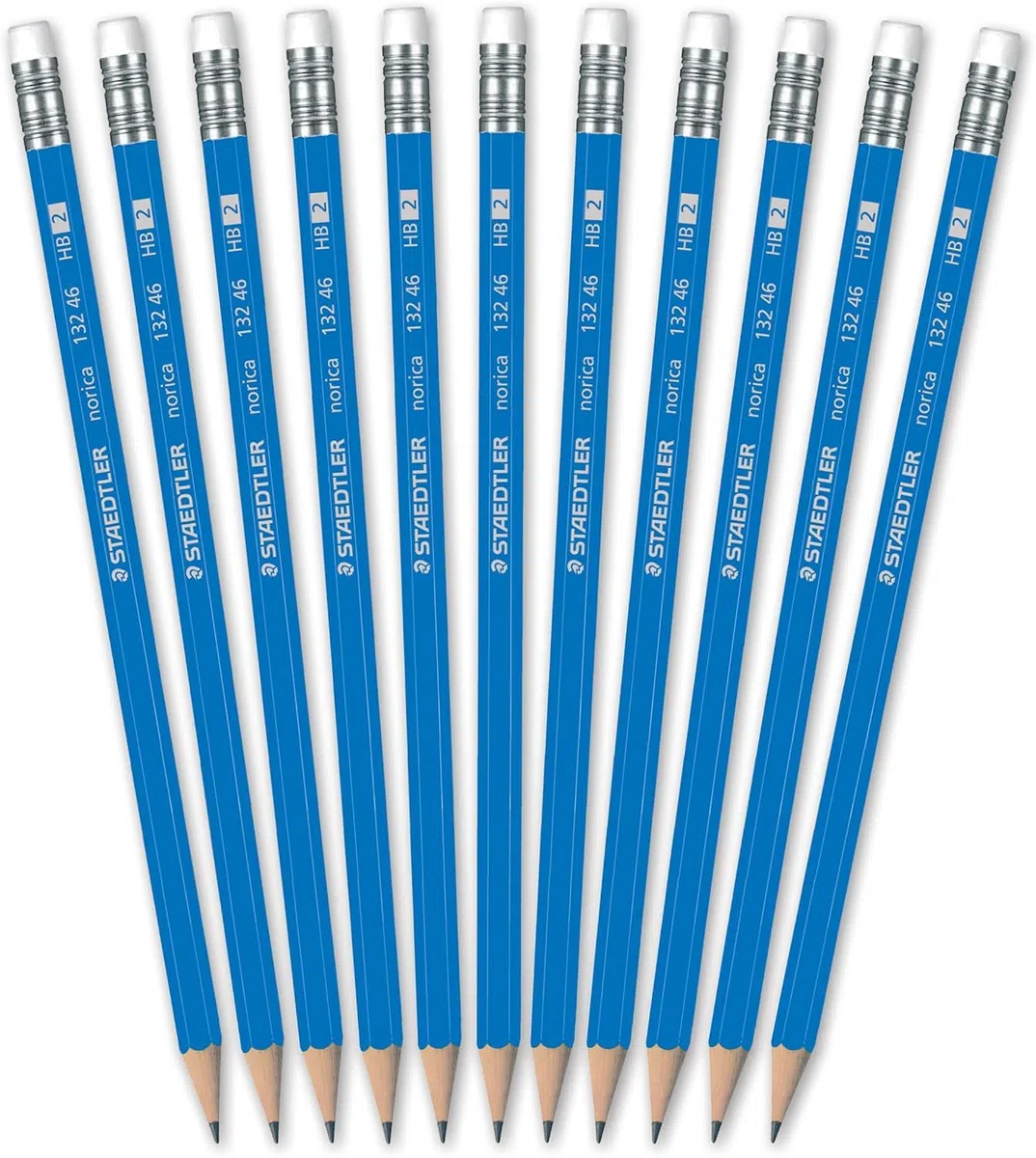 STAEDTLER Norica #2 - Paquete de lápices HB con gomas de borrar, juego de suministros escolares de 144 unidades, plomo resistente a la rotura, parte trasera a granel preafilada con borradores sin PVC