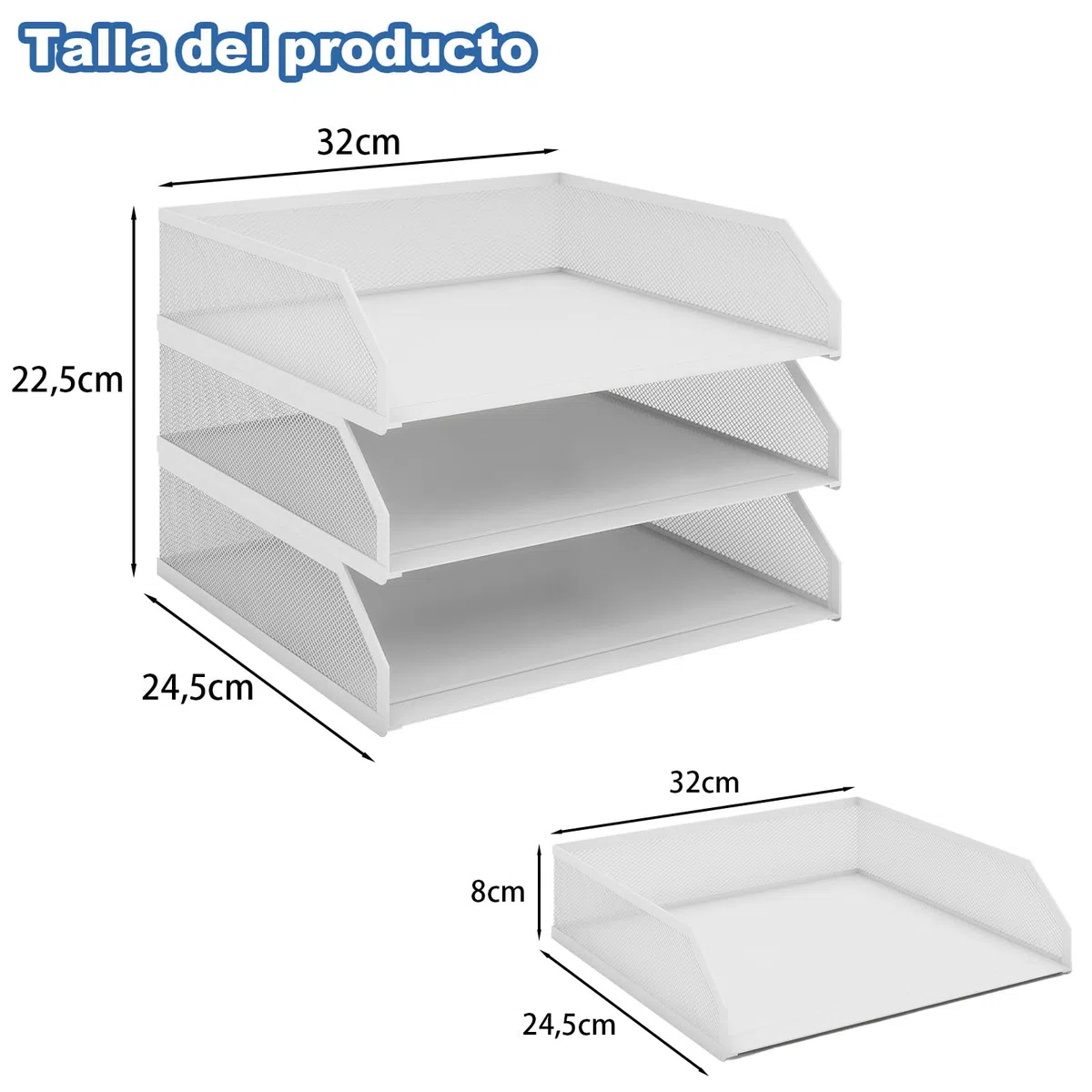 PUNCIA Bandeja para Cartas A4 Archivador de Documentos 3 Bandejas Metal Escritorio Organizador de Archivos Bandeja de Papel Almacenamiento para Oficina Sala de Trabajo Escuela Oficina Blanco