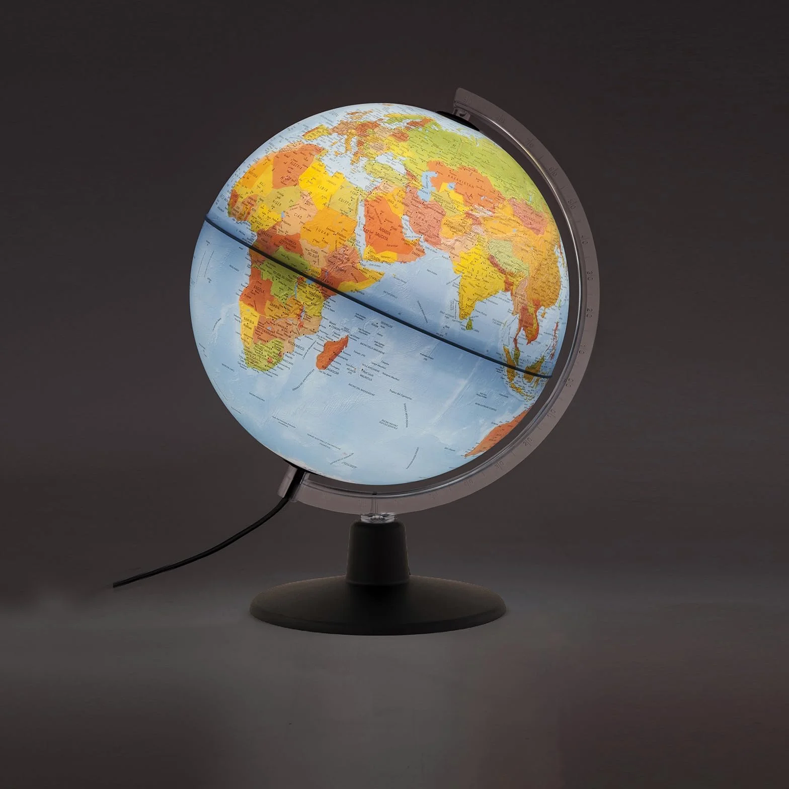 Tecnodidattica - GAIA 25 AR | Globo Terráqueo con Luz y Giratorio para Niños | Realidad Aumentada con Datos sobre Naturaleza y Cultura | Cartografía Física y Política | Diámetro de 25 cm I Español