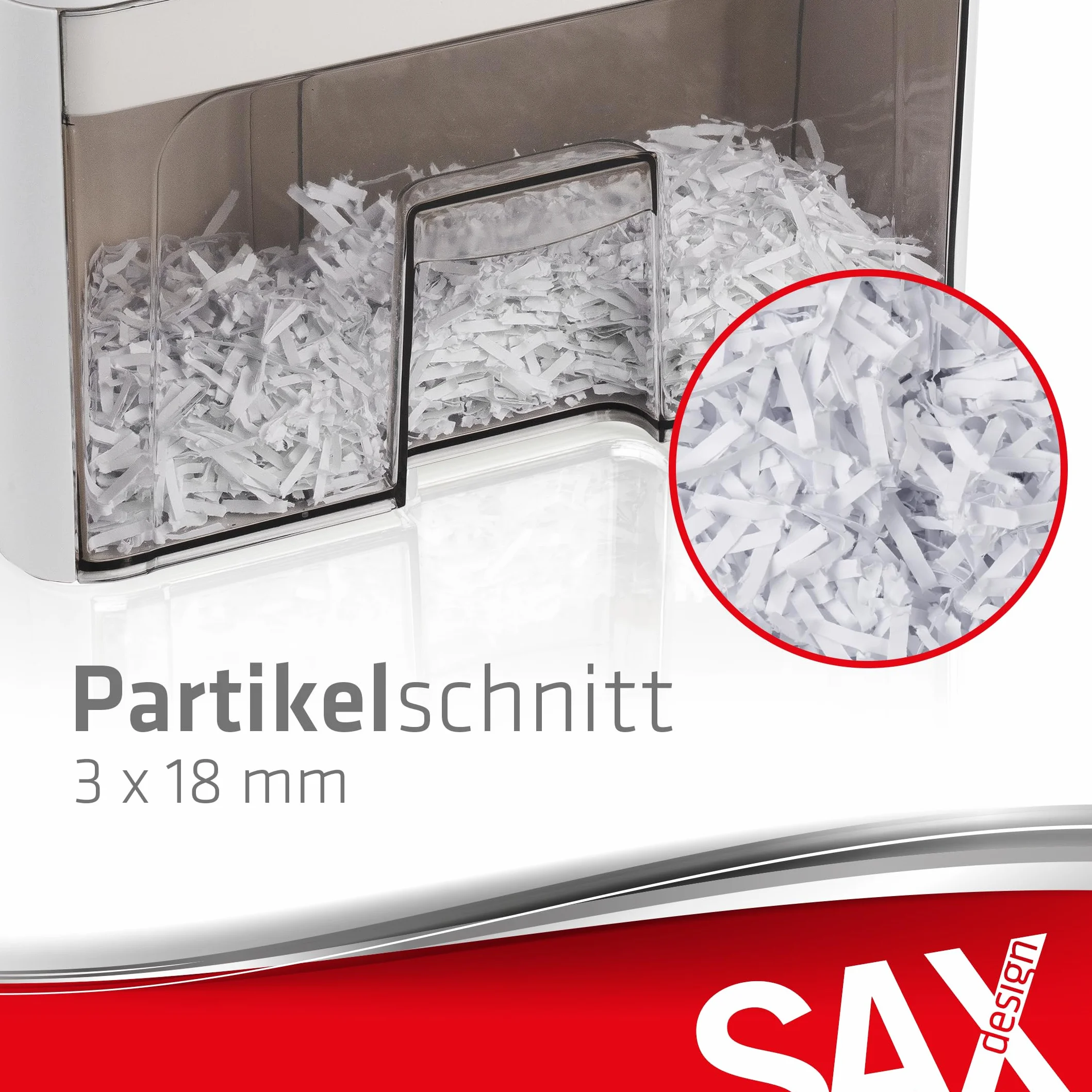 Sax Bruno Destructora de Papel: trituradora de 3 x 18 mm, Papel triturado, CD y Tarjetas, Apertura de Entrada de 220 mm, Capacidad A4 de 3,5 L, silencioso hasta 70 dB, Ideal para oficinas y