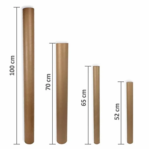 Pack 48 Tubos Cartón 76 x 1000 mm Marrón con Tapas Plástico Blanco Alta Resistencia