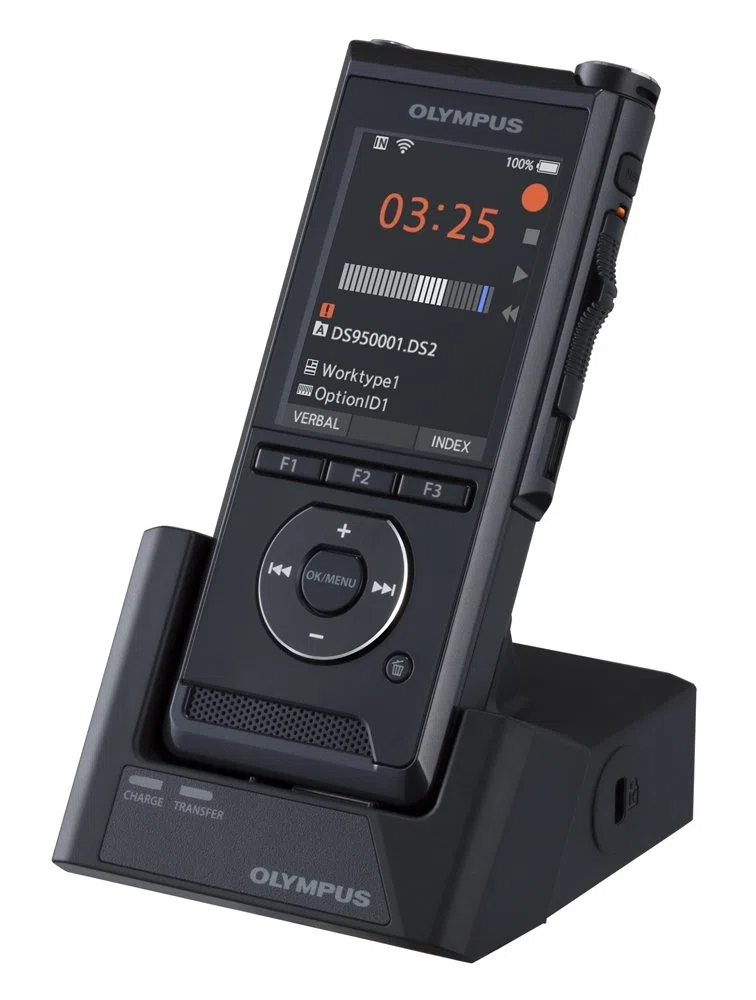 Olympus DS-9500 Grabadora Digital Profesional con Wi-Fi, Cifrado de 256 bits, Micrófono Estéreo, Resistente a Impactos, Ideal para Conferencias y Dictados