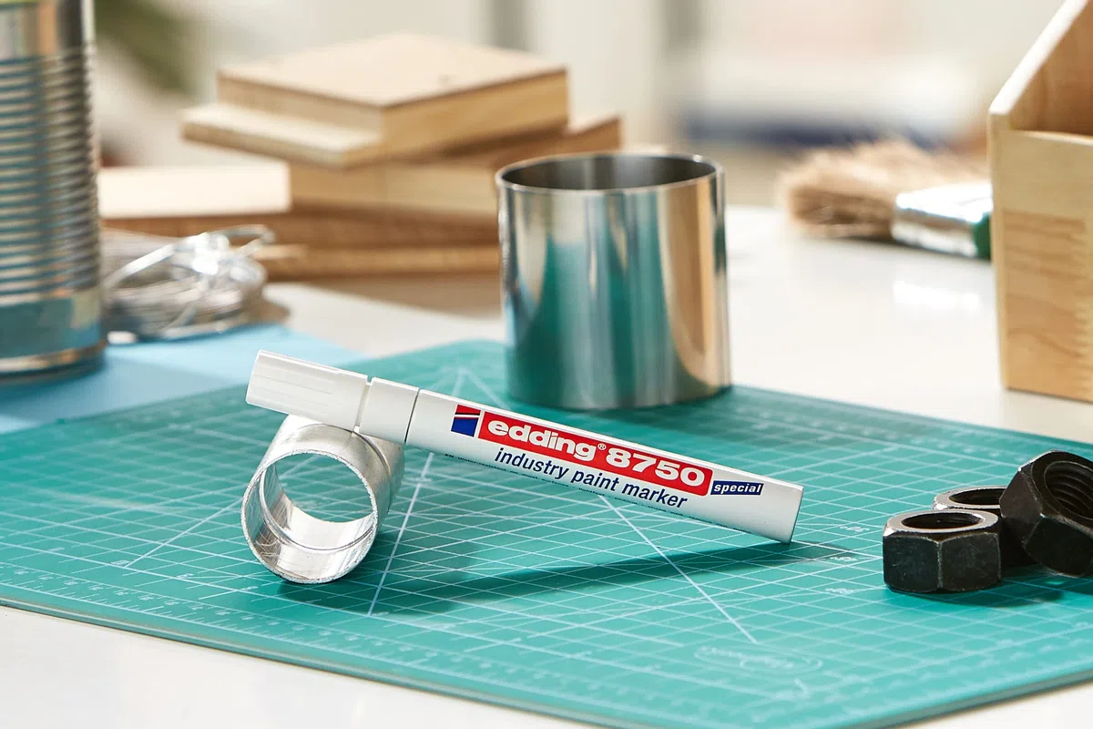 Edding 8750-10 Marcadores de Tinta Opaca Industrial - Punta Redonda 2-4 mm - Blanco