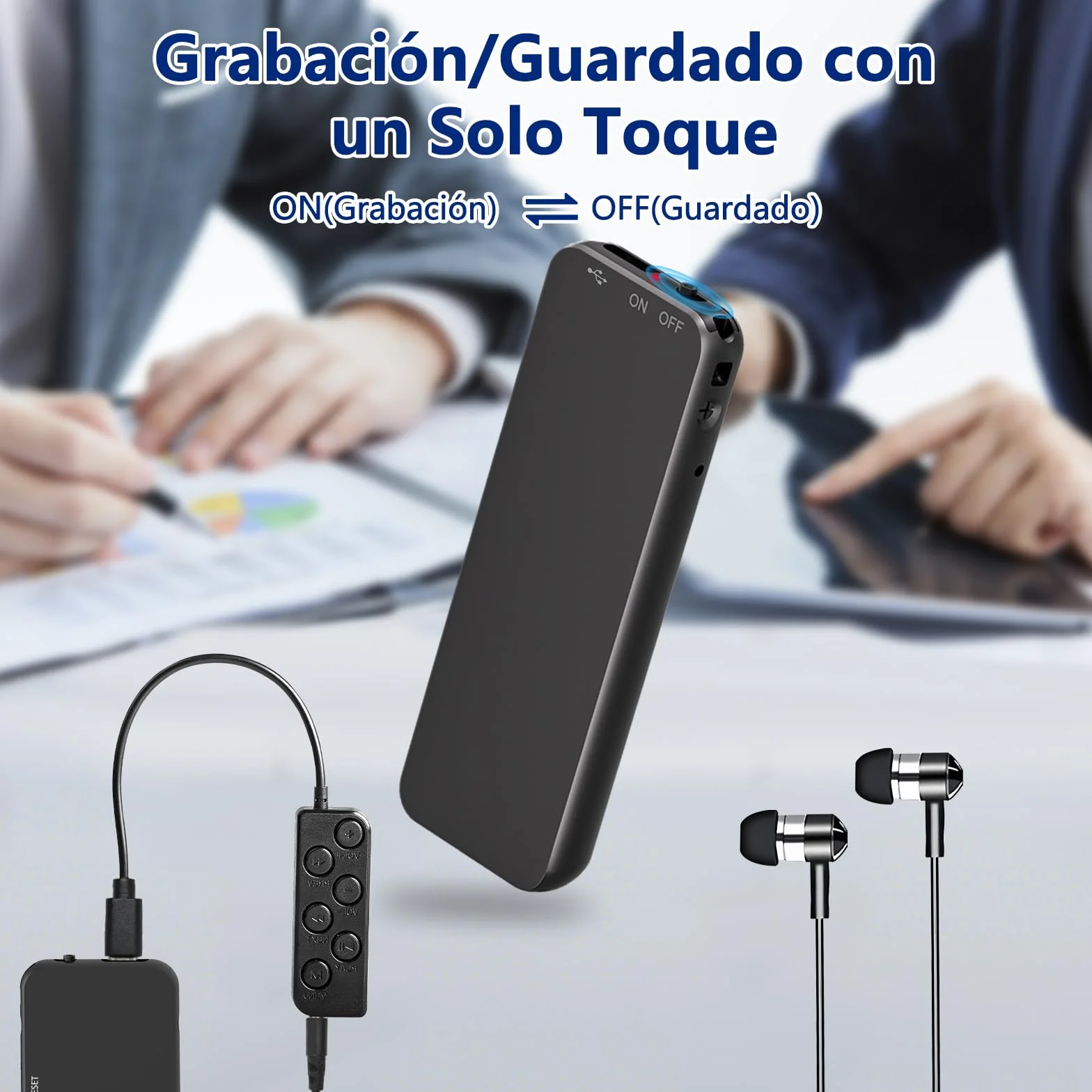 40H Grabadora de Voz, 64GB Mini Grabadora Voz con Funda de Metal Negra, Grabadora Audio USB-C para Grabar Clases Reuniones Entrevistas