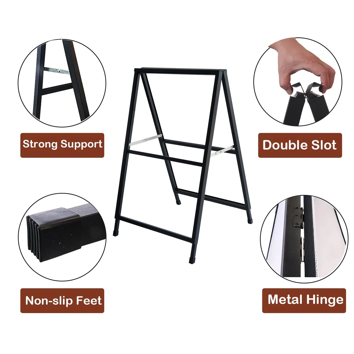 YDisplay Letrero de acera con marco en forma de A de 24 x 36 pulgadas, para exteriores, resistente, de doble cara, incluye 2 cubiertas antirreflejos y tableros corrugados para negocios, interiores y