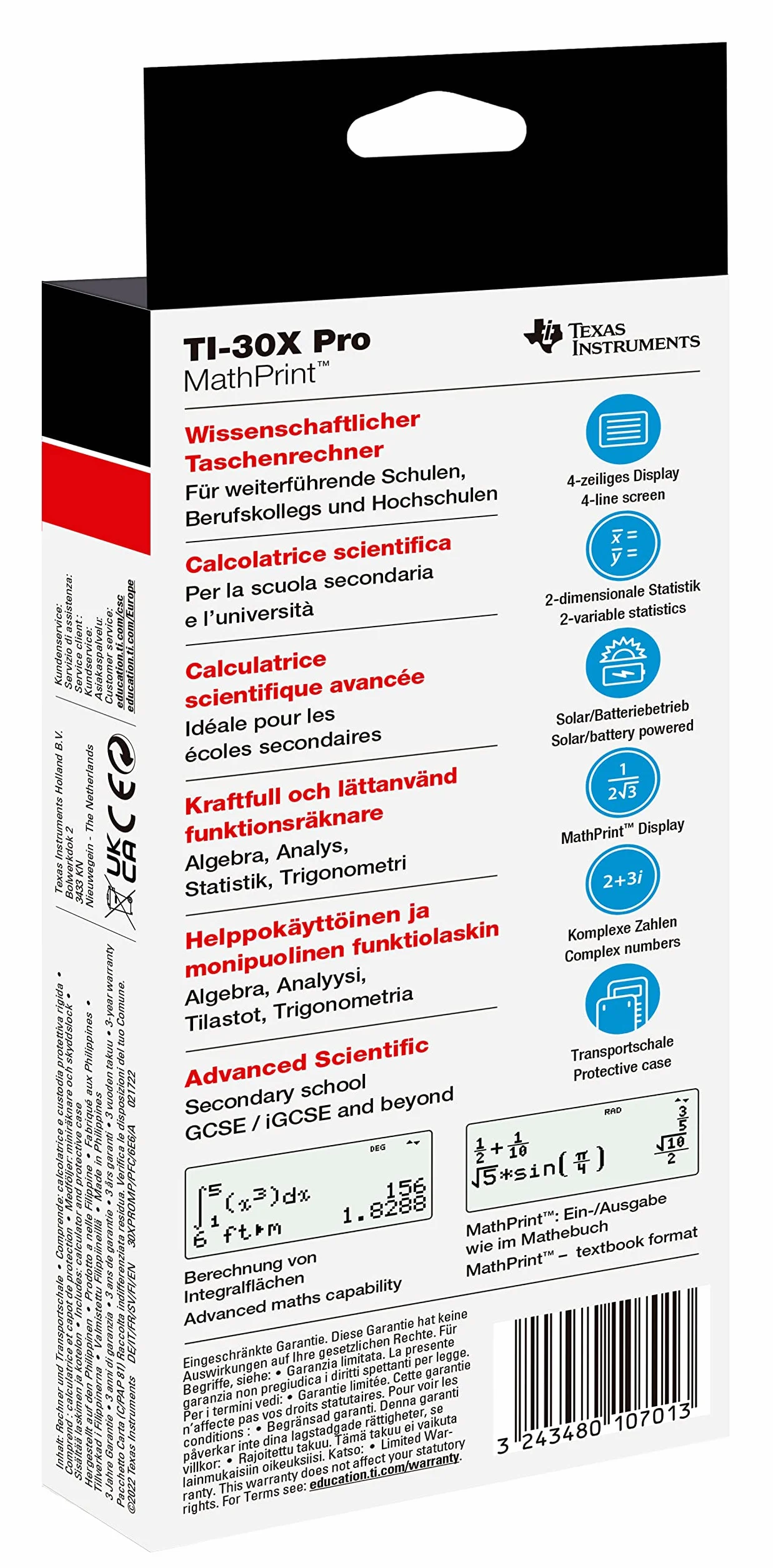 Texas Instruments TI-30X Pro Mathprint (FC), Negro