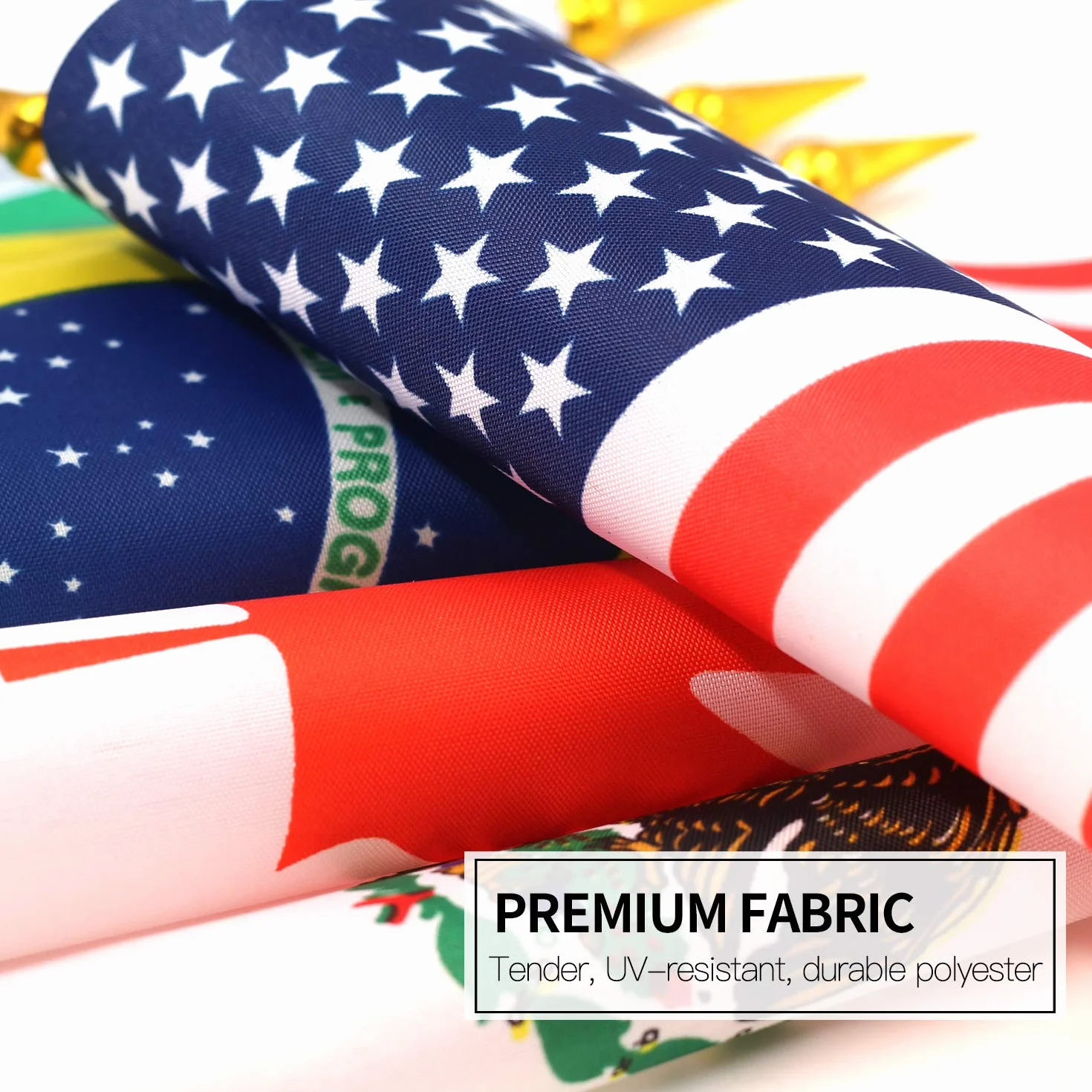 Anley Juego de Banderas de Escritorio 24 países 7,5x5,5 Pulgadas Bandera de Escritorio Estadounidense en Miniatura con Poste Negro de 12,5"- Color Vivo y Resistente