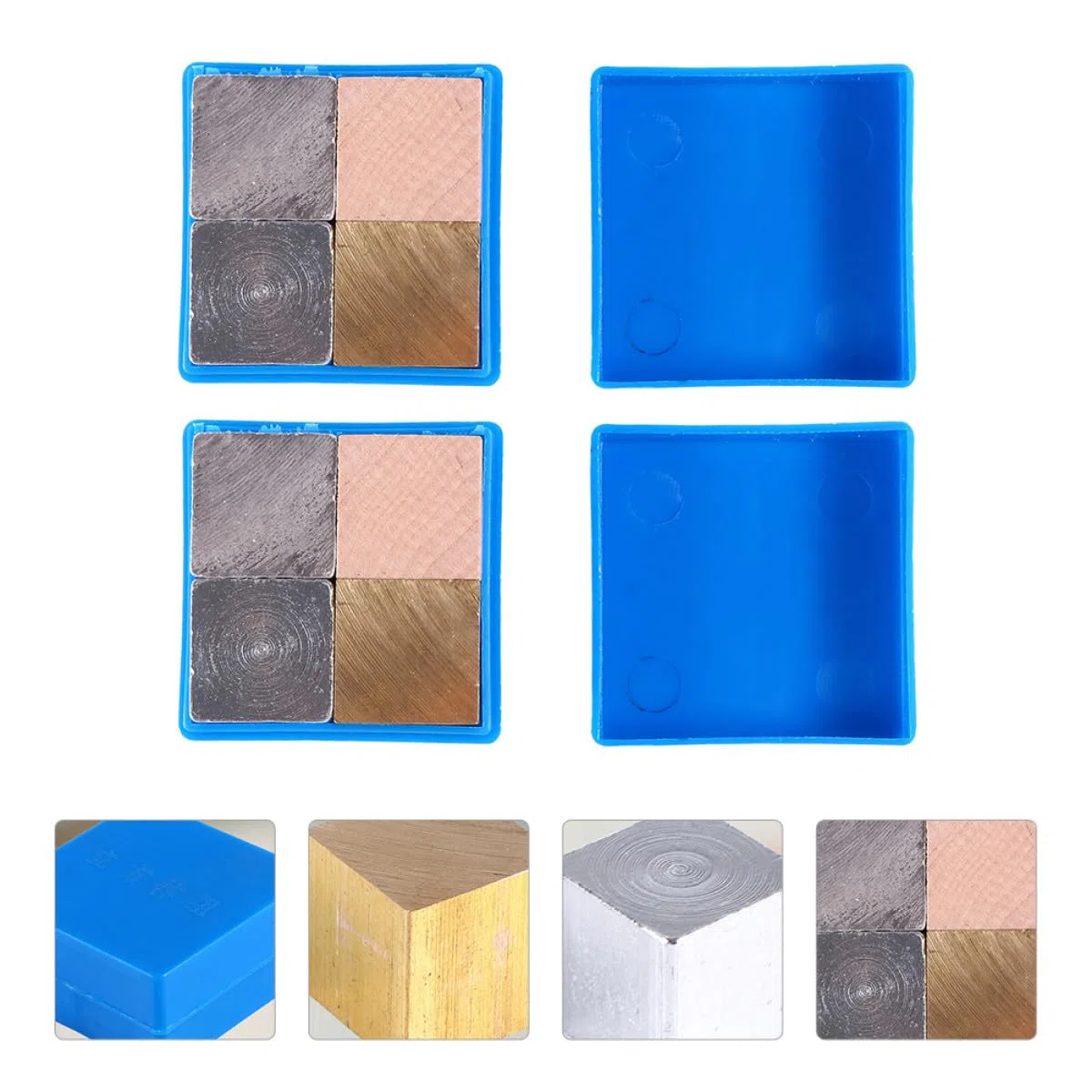 Cubos Metálicos para Estudiar Densidad de Cobre, Hierro y Aluminio Juego de 8 Almacenamiento Plástico Compacto en Aulas de Física
