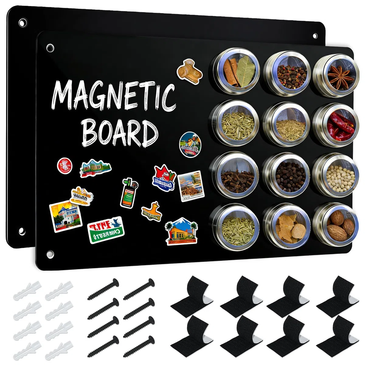 Pack de 2 Pizarras Magnéticas de Pared, 43 x 30 cm - Tablero Magnético para Imanes y Notas - Autoadhesivas, para Oficina, Cocina, Nevera (Negro)