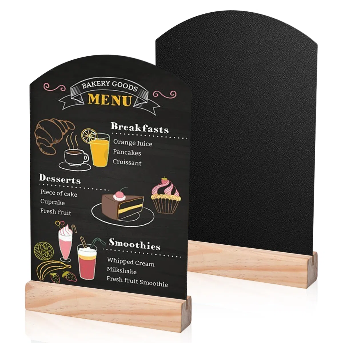 Paquete de 2 pizarras A3, 30 x 40 cm, pizarras de doble cara con soporte de madera, menú, pizarra negra para decoración de mesas de bar, fiesta, restaurante