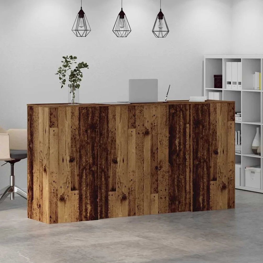 vidaXL Mostrador Recepción Madera Vieja 200x50x103.5 cm