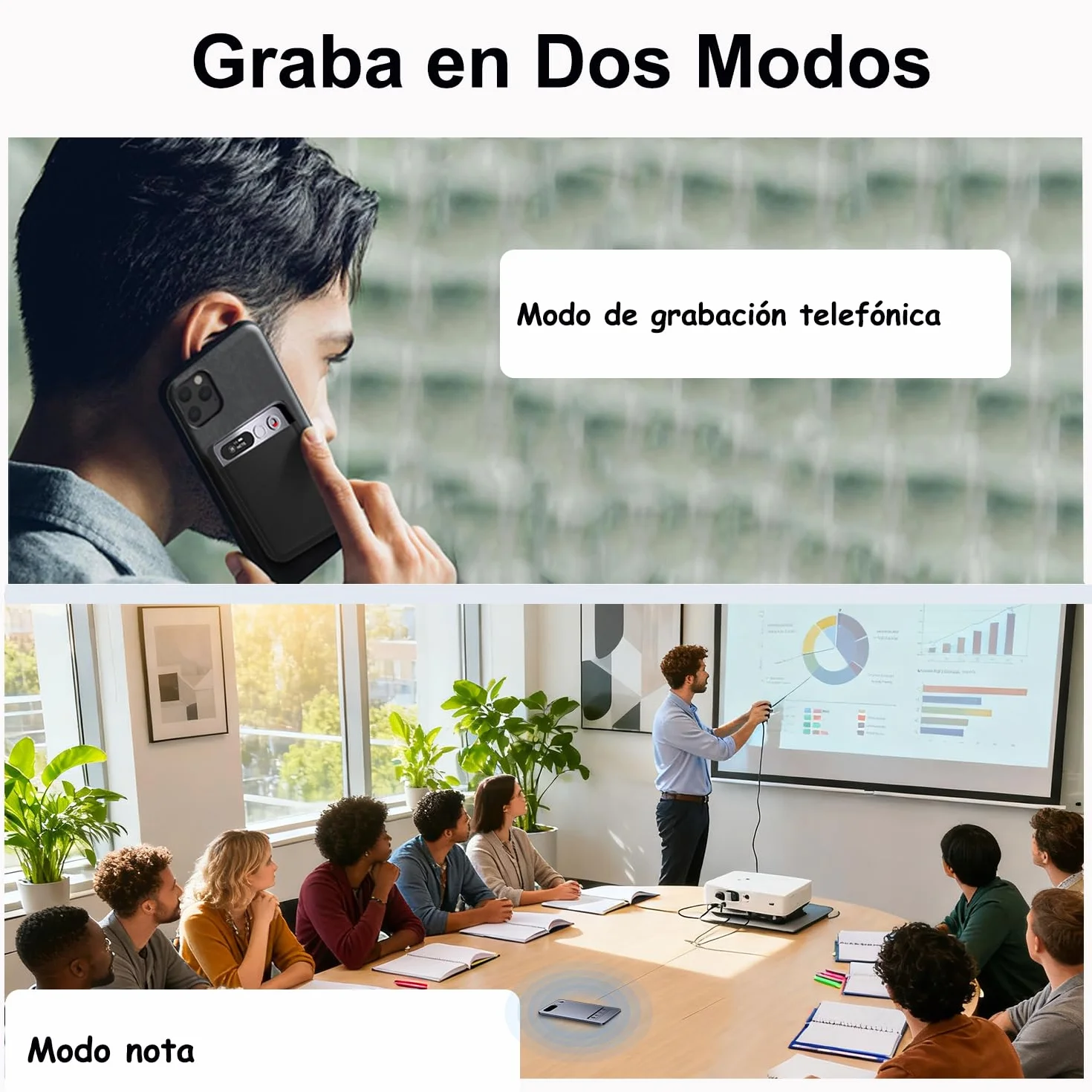 Grabadora de Voz Inteligente con IA Transcripción Resúmenes Grabación AI Reuniones Llamadas Entrevistas Charlas Clases