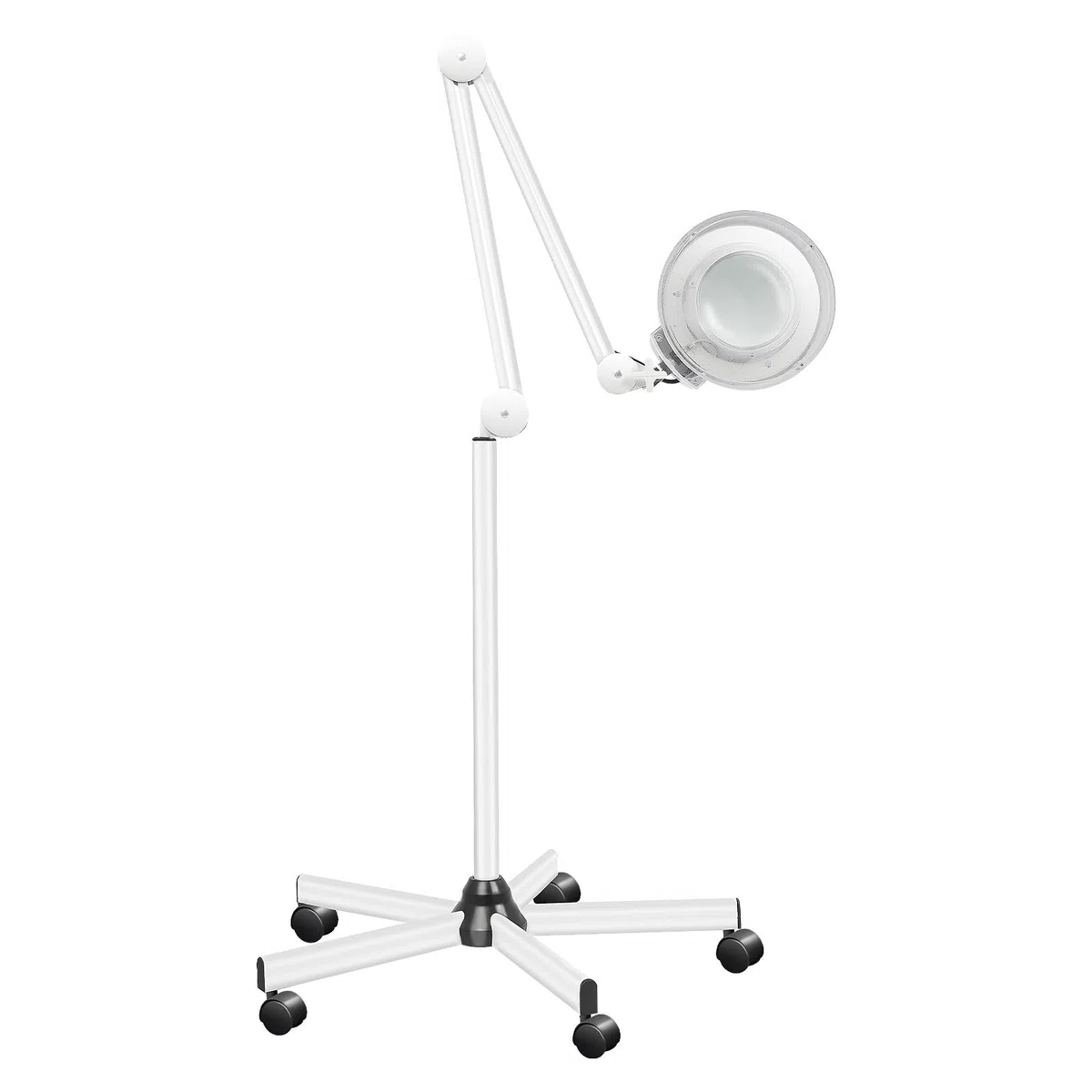 MINRS Lámpara con lupa, 5 dioptrías, lámpara cosmética con lupa y luz y soporte, 125 mm, regulable, trípode enrollable para lectura/oficina/trabajo
