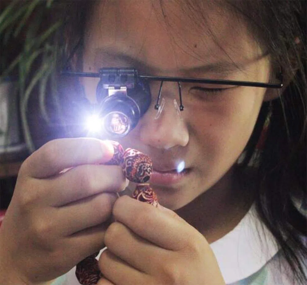 Lupa, lupa de 20 aumentos con luz, lupa de lectura manos libres montada en la cabeza, joyero, lupa de reloj, reparación electrónica,