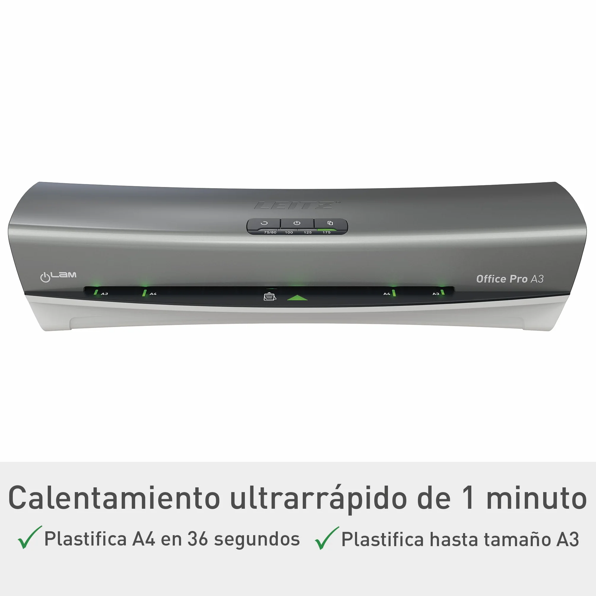 Leitz Plastificadora iLAM Office Pro A3 75-125 Micras Calentamiento 1 Minuto Gris/Blanco