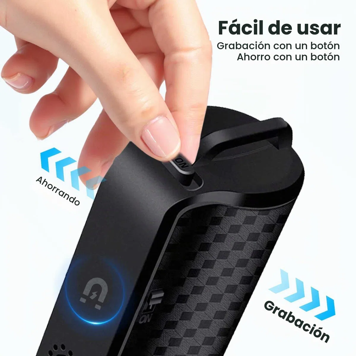 Grabador de voz de 64 GB con imán, grabación continua de 25 días, recargable a través de USB, activación por voz, grabación One Touch, grabadora de voz Mini para reuniones, conferencias y entrevistas