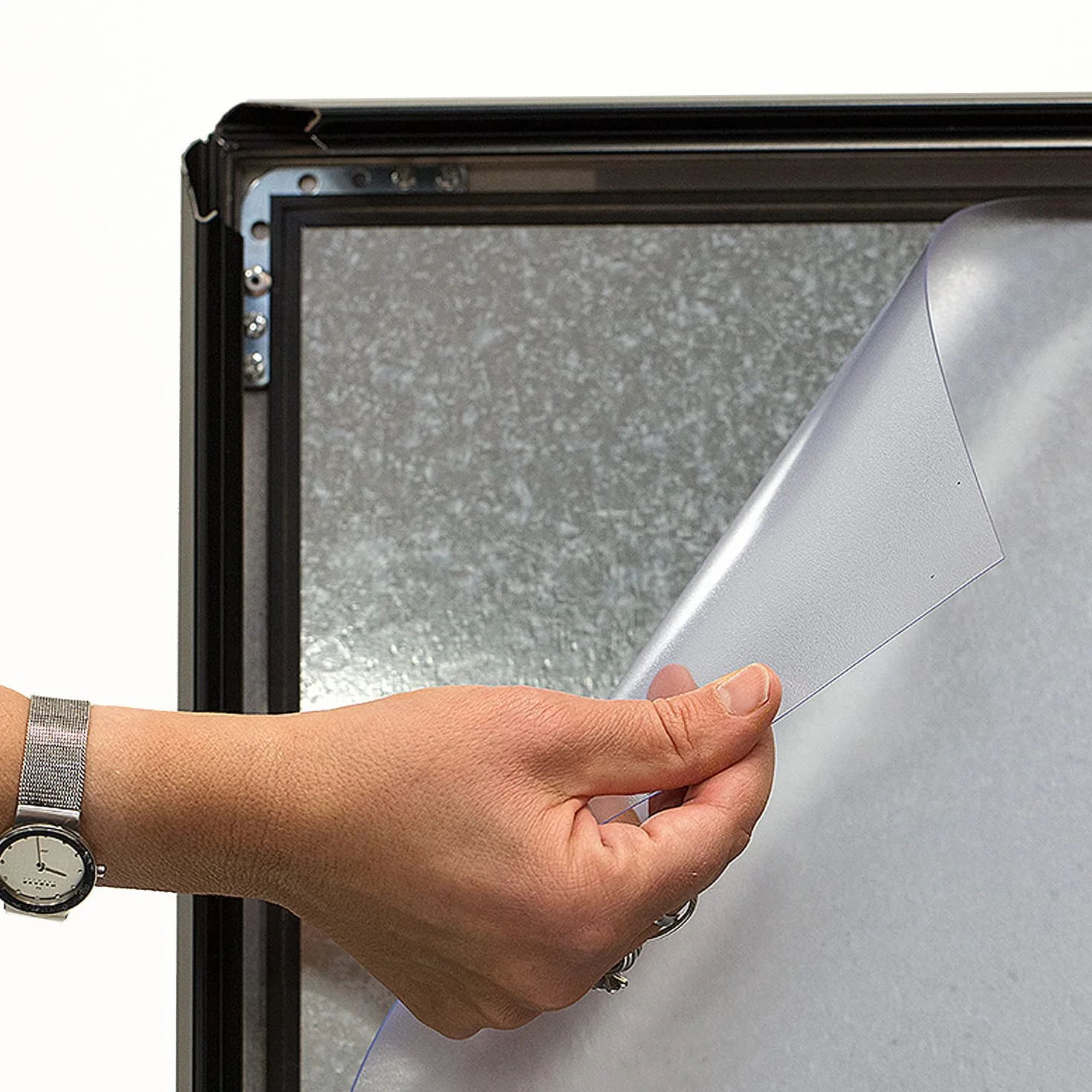Displaylager - Tope para clientes de color negro, de aluminio con inglete A1 | Soporte para carteles DIN A1 para 2 carteles | Resistente a la intemper.