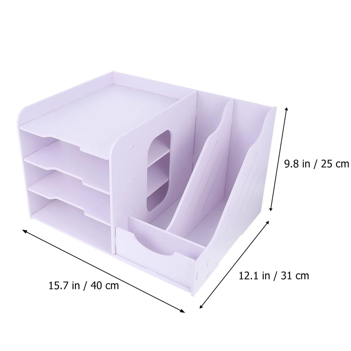 Archivador de plástico de madera de PVC multicapa con múltiples compartimentos, solución de almacenamiento de escritorio para documentos de estudio de oficina y papelería, práctico estante de archivo